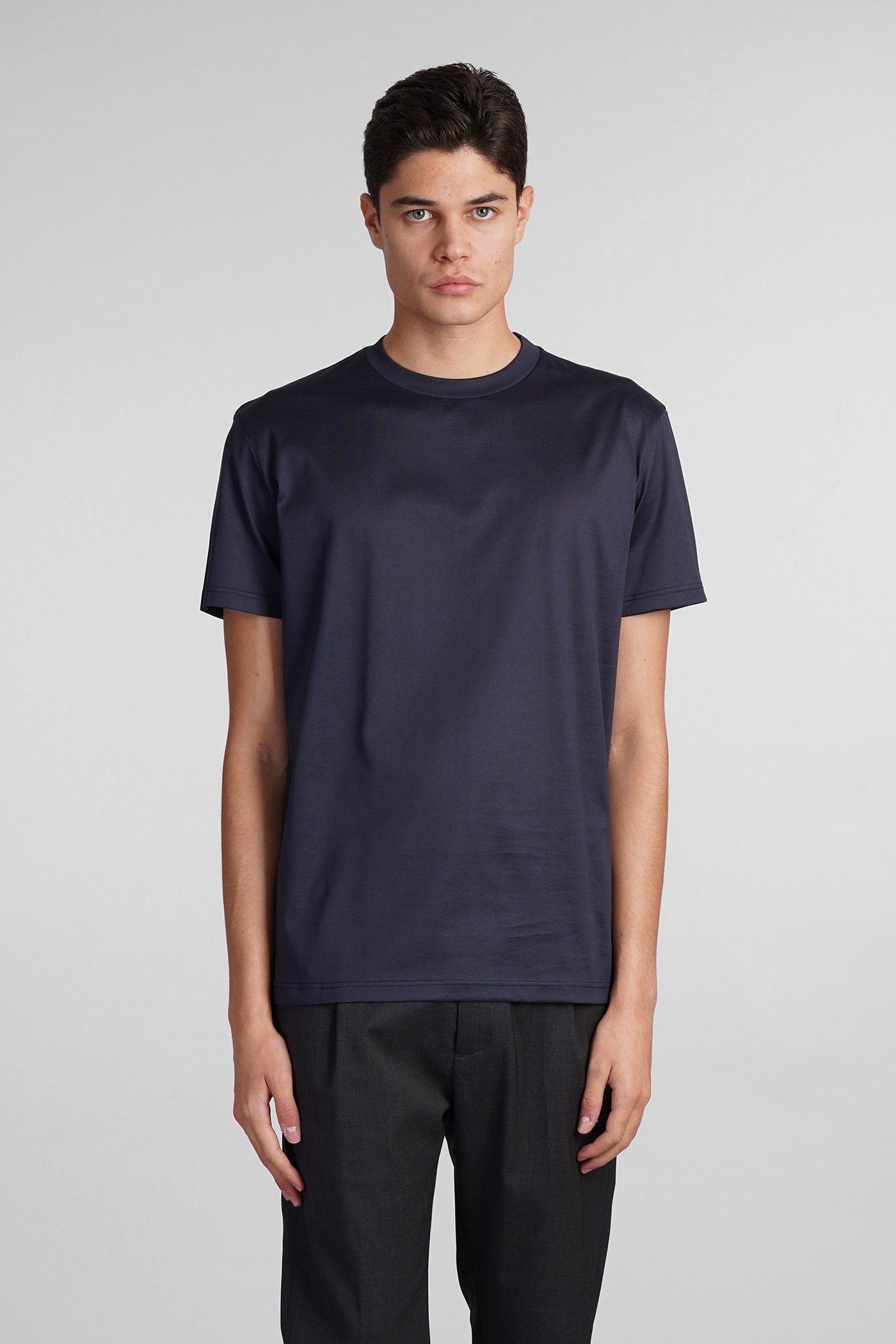 B213 Basic T-shirt In Blue Cotton