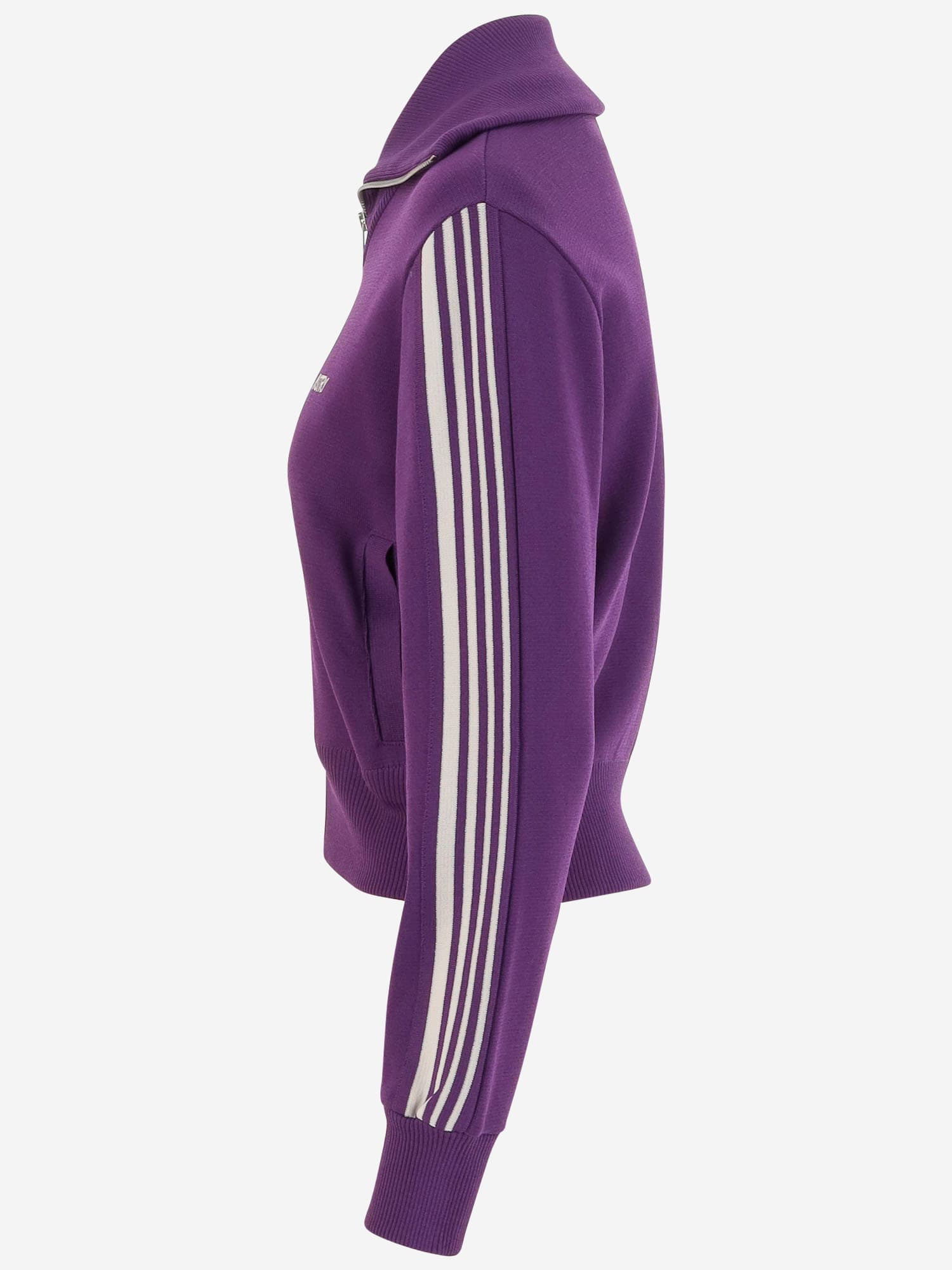 Autry Cropped Tennis-style Jacket With Contrasting Stripes And Logo In Purple