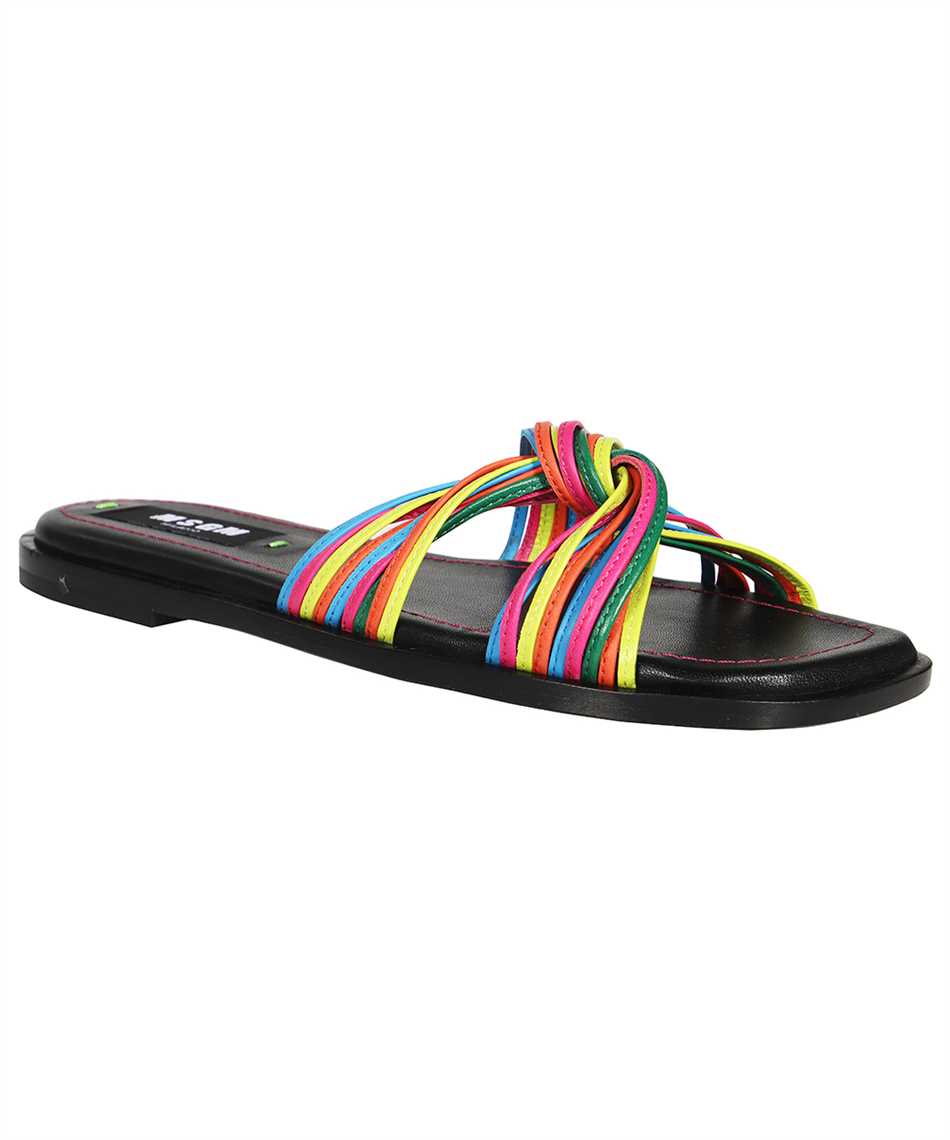 Msgm Leather Slides In Brown