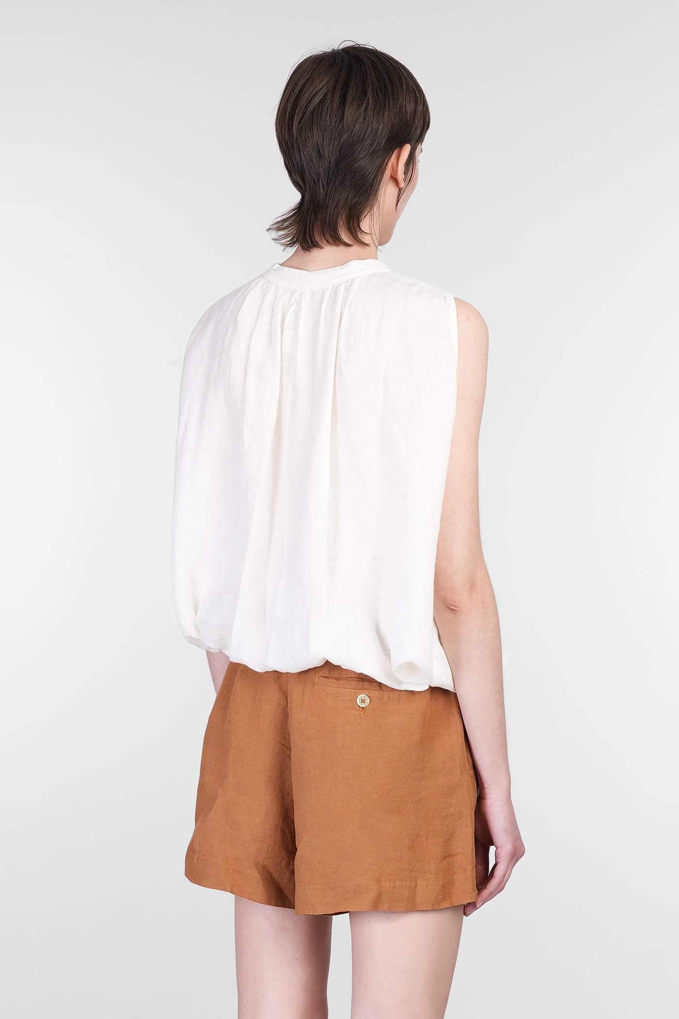 120% Lino Topwear In Beige Linen