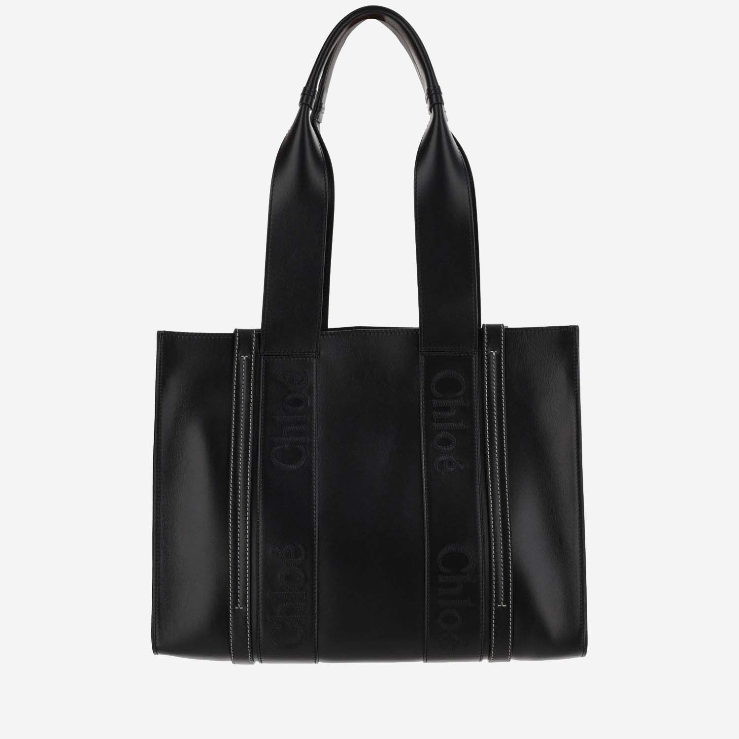 Shop Chloé Medium Woody Tote Bag In Black