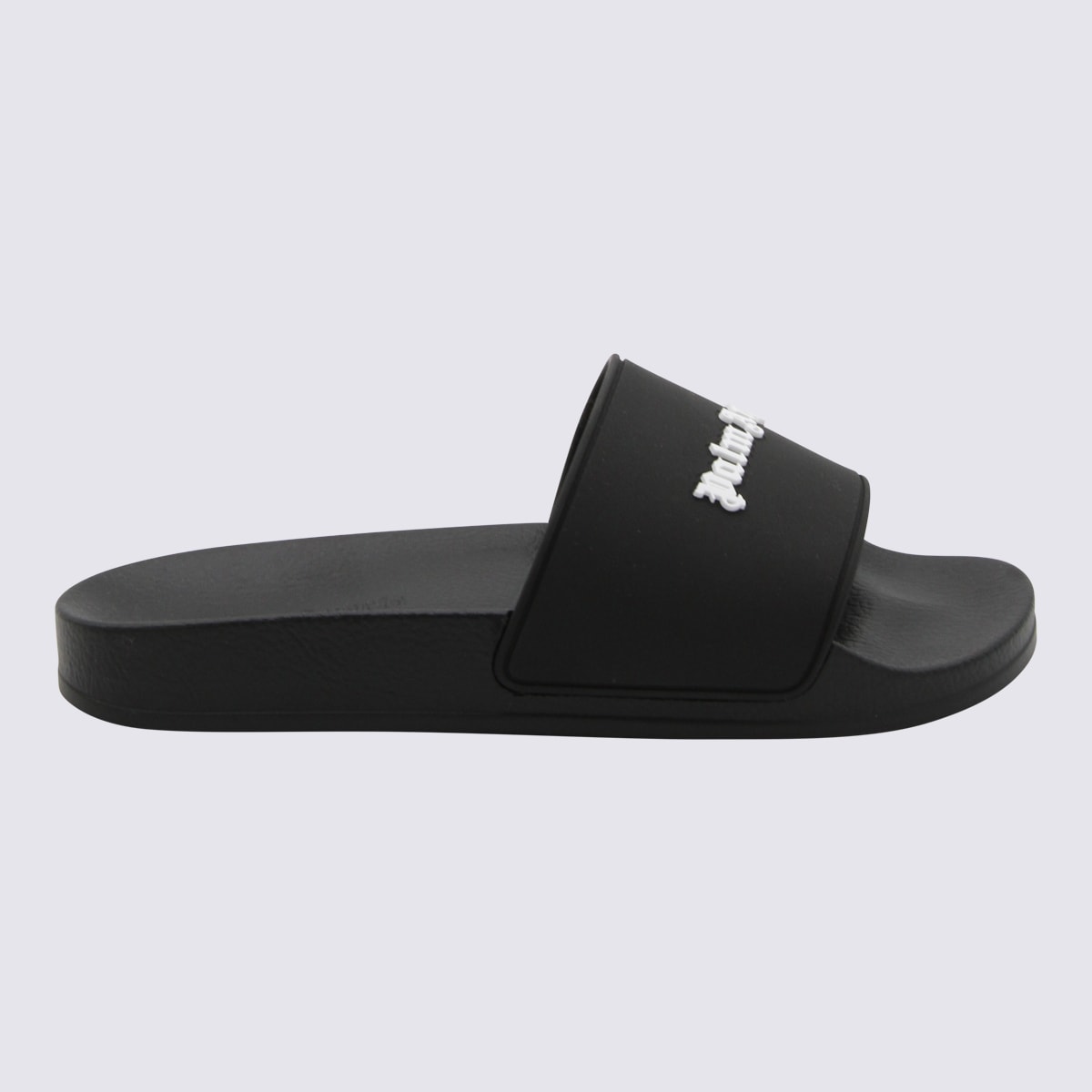 Shop Palm Angels Black And White Rubber Slides