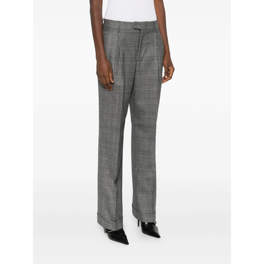 Berwich Pleated Checked Trousers In Gray