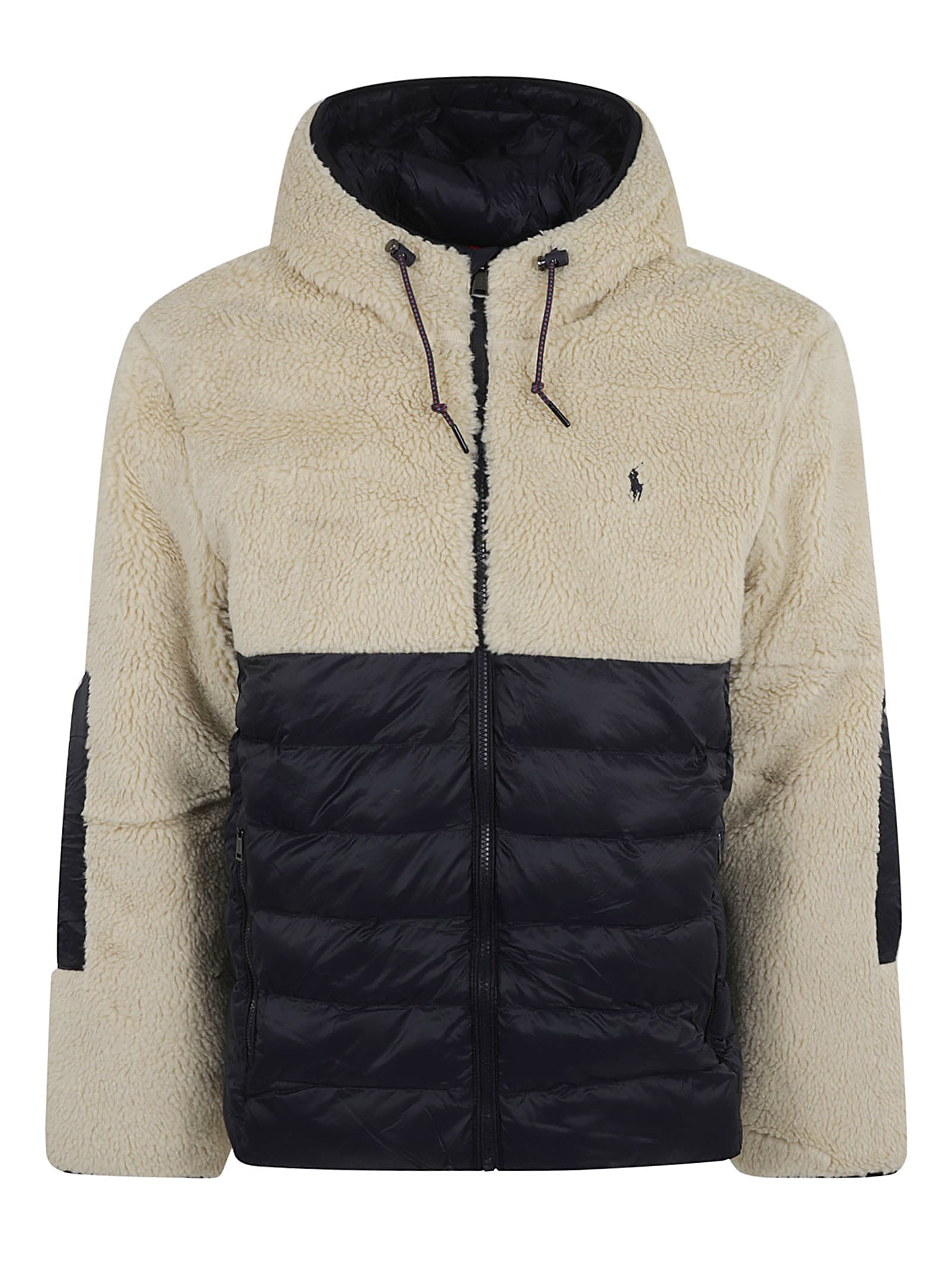 RALPH LAUREN FUR COATED LOGO EMBROIDERED HOODED JACKET 