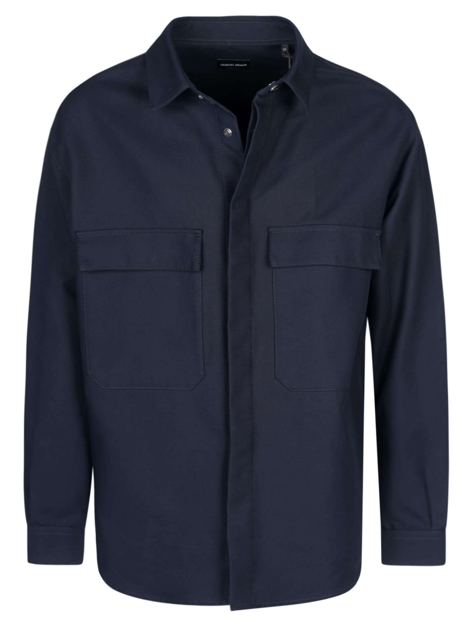 Giorgio Armani Concealed Button Jacket In Night Blue