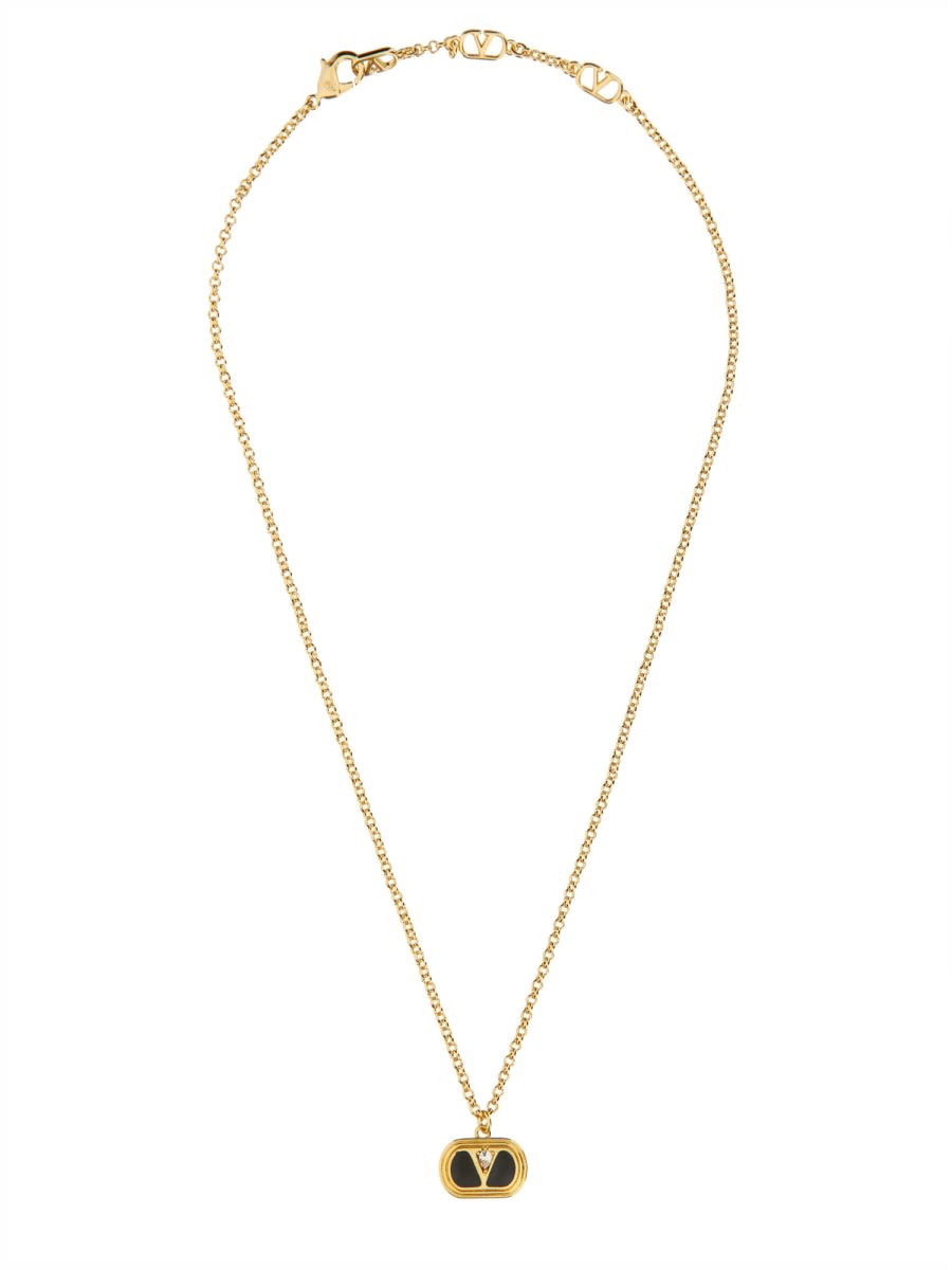 Valentino Linked Chain Pendant Necklace In Gold