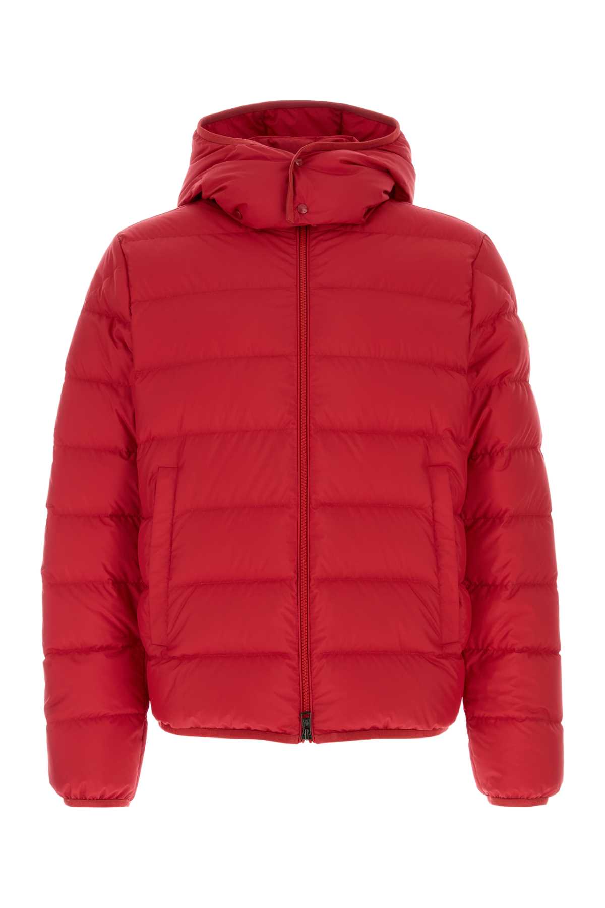 Moncler Quilted Down Jacket With Detachable Hood In Red