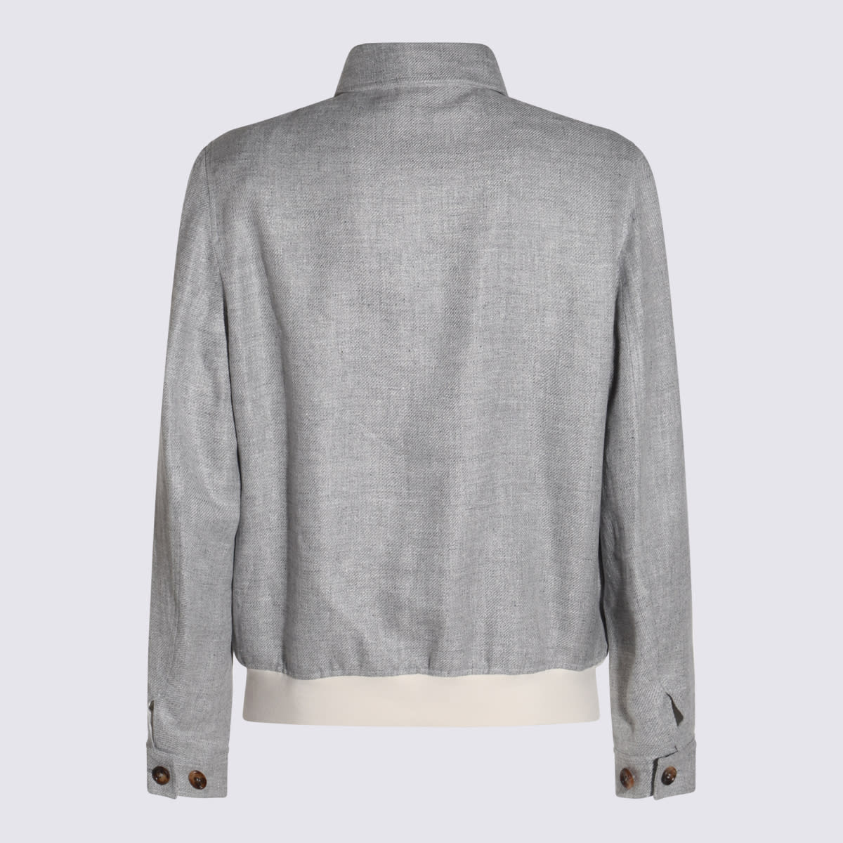 Brunello Cucinelli Blouson In Lino, Lana E Seta In Grey