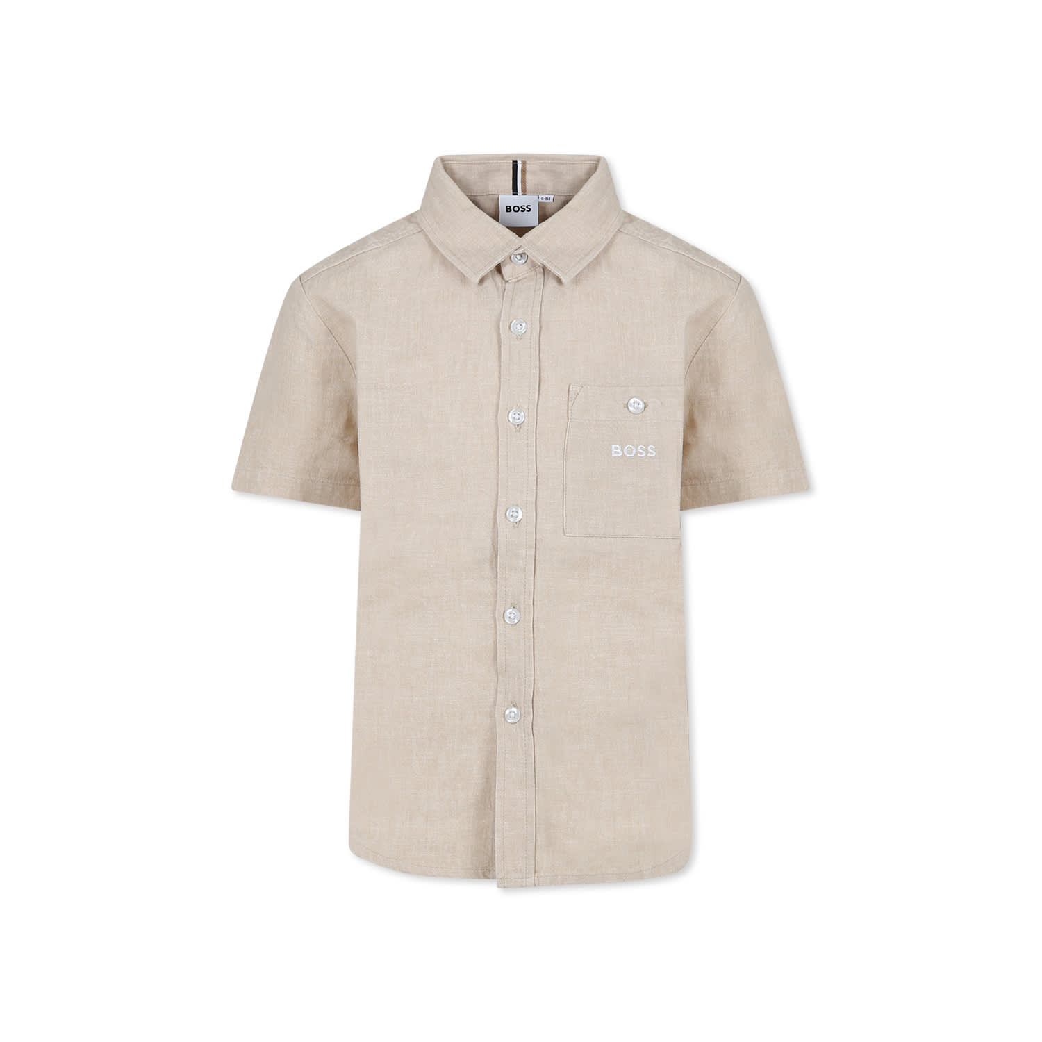 Hugo Boss Beihe Shirt For Boy With Logo In Beige