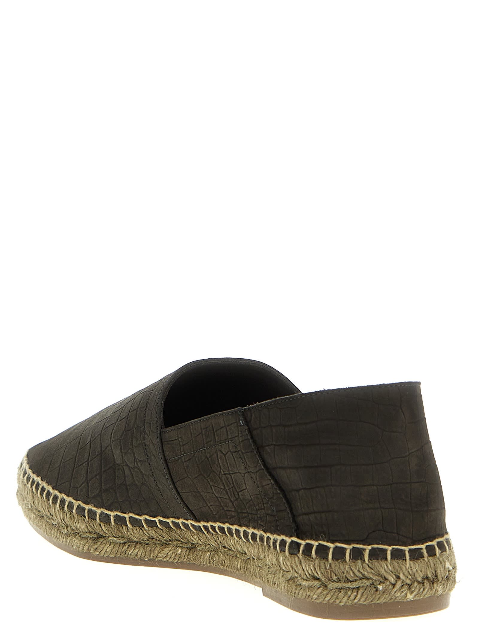 Shop Tom Ford Croc Print Espadrilles In Brown