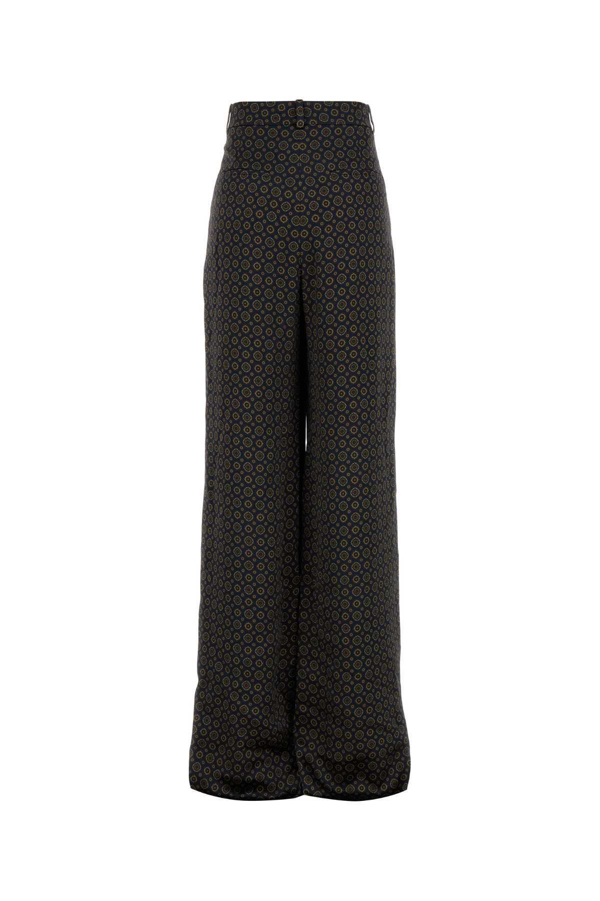 Saint Laurent Satin Wide-leg Trousers All-over Print In Multi