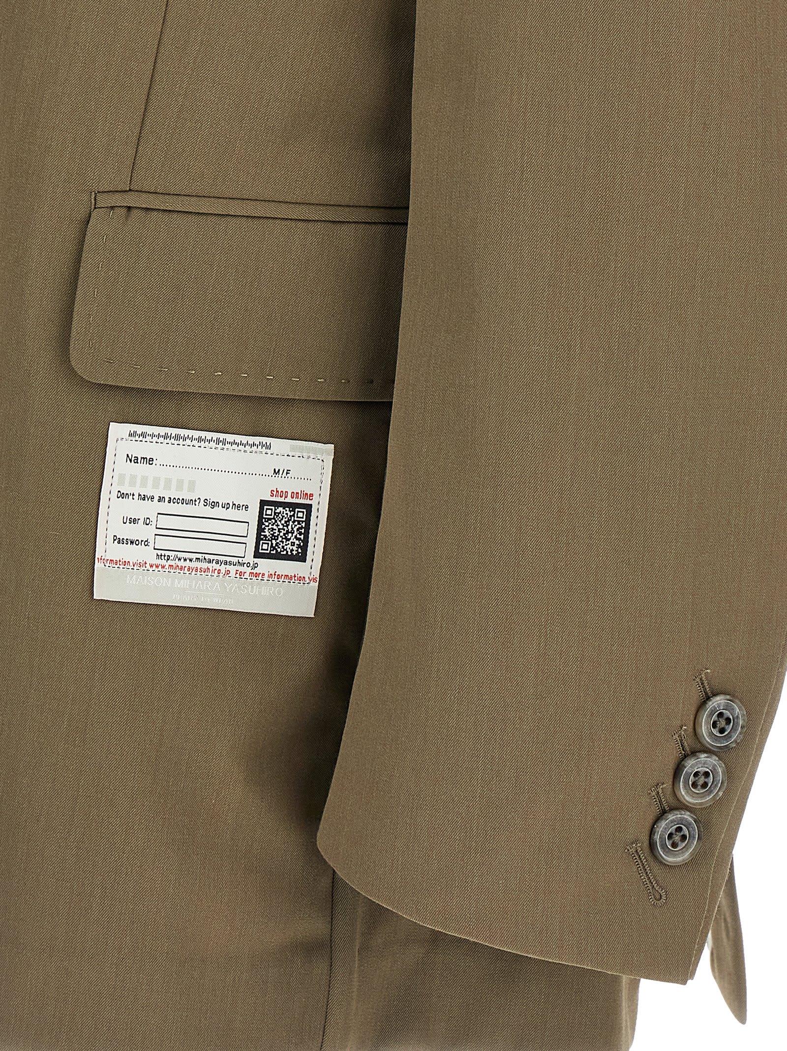 Miharayasuhiro Mix Layered Wool Gabardine Blazer Green In Brown