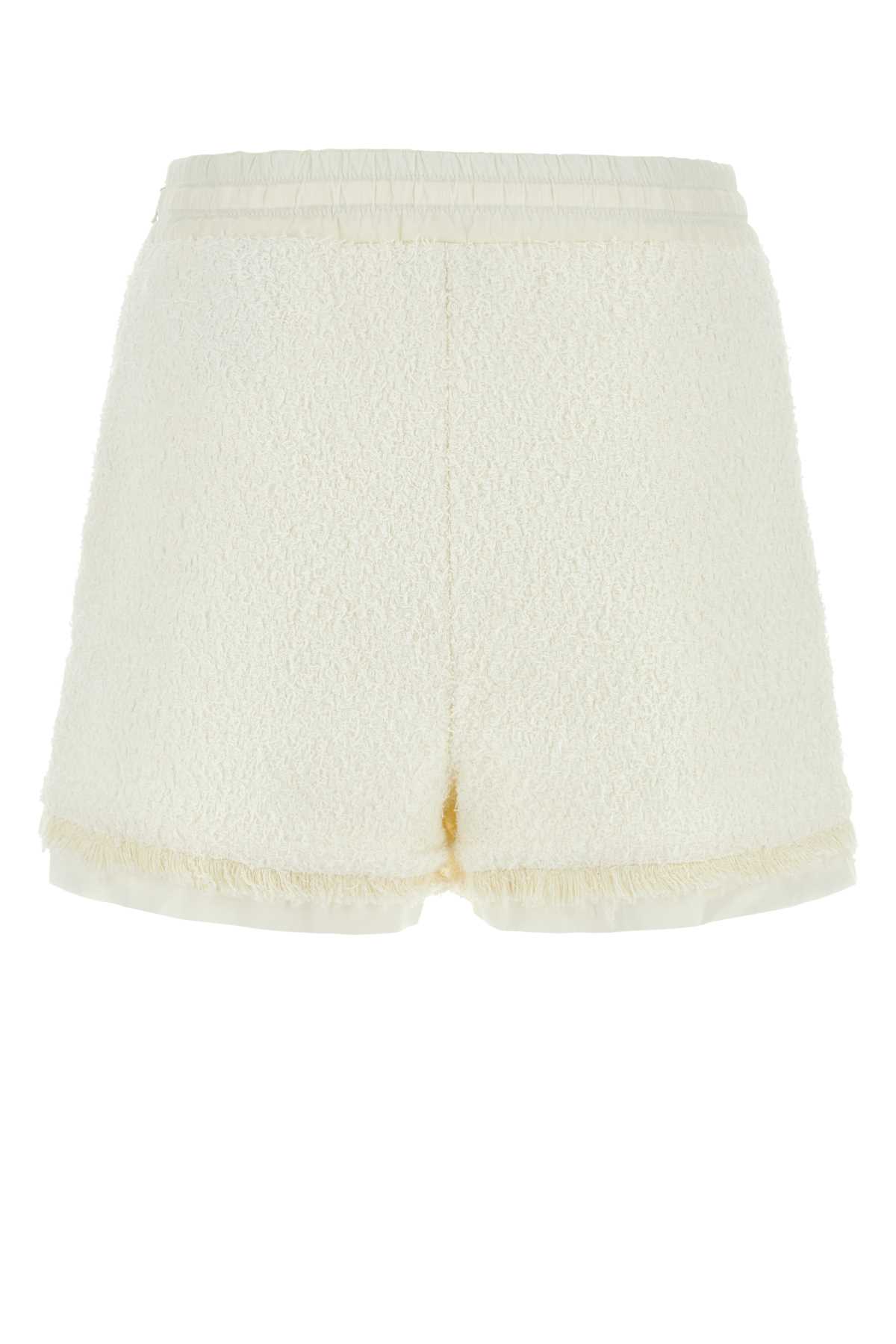 Moncler Ivory Tweed Shorts In 034