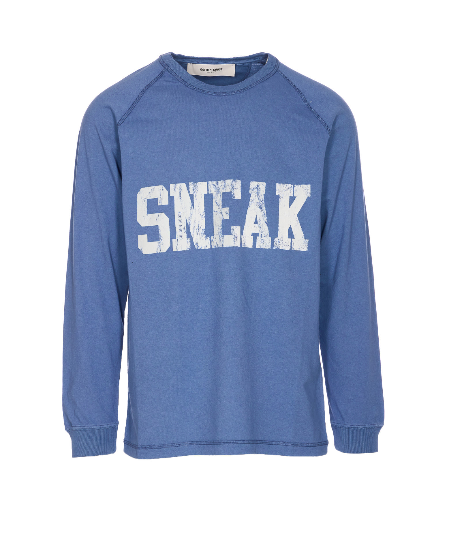 Golden Goose Crewneck Graphic Print Sweater Long Sleeves In Blue