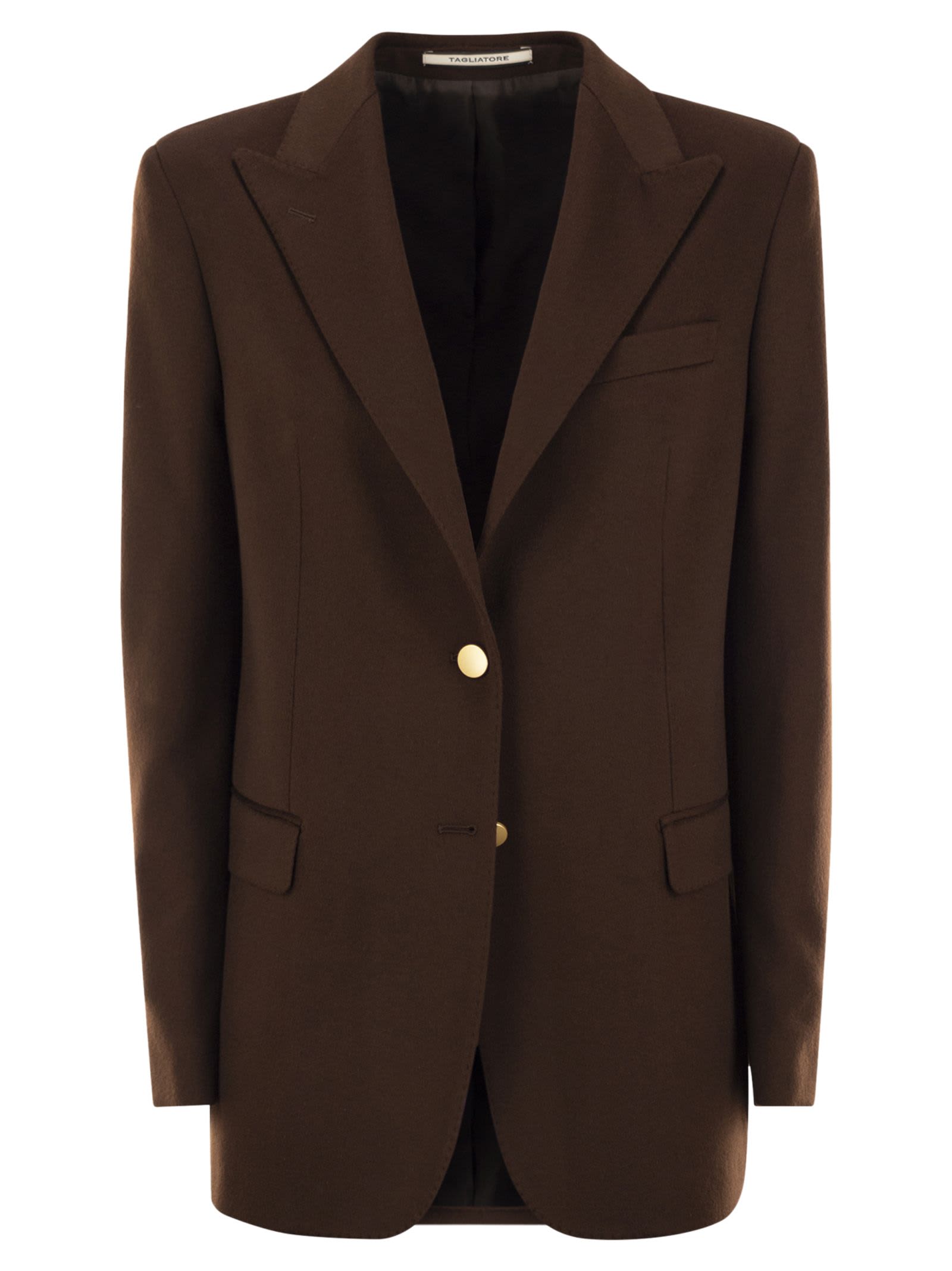 Shop Tagliatore Cashmere Blazer In Brown