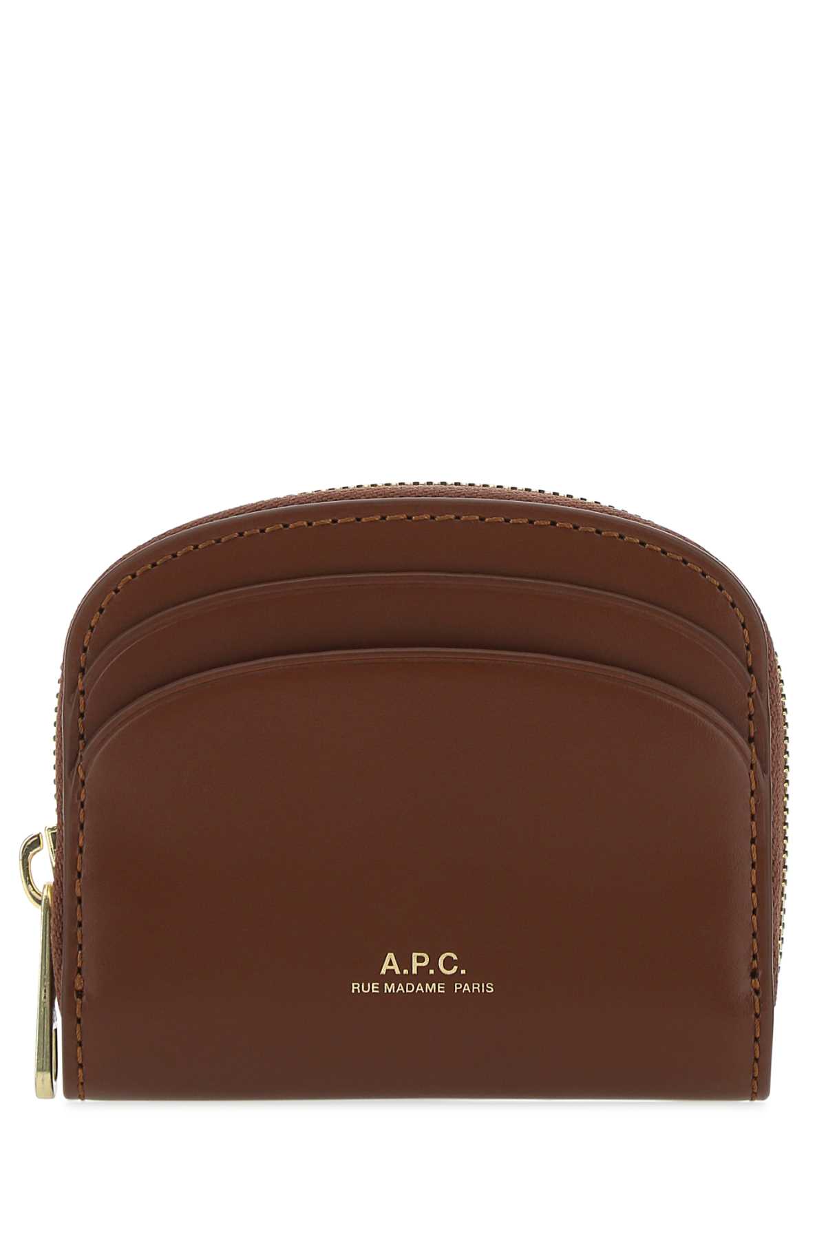 Shop Apc Brown Leather Card Holder In Noisette