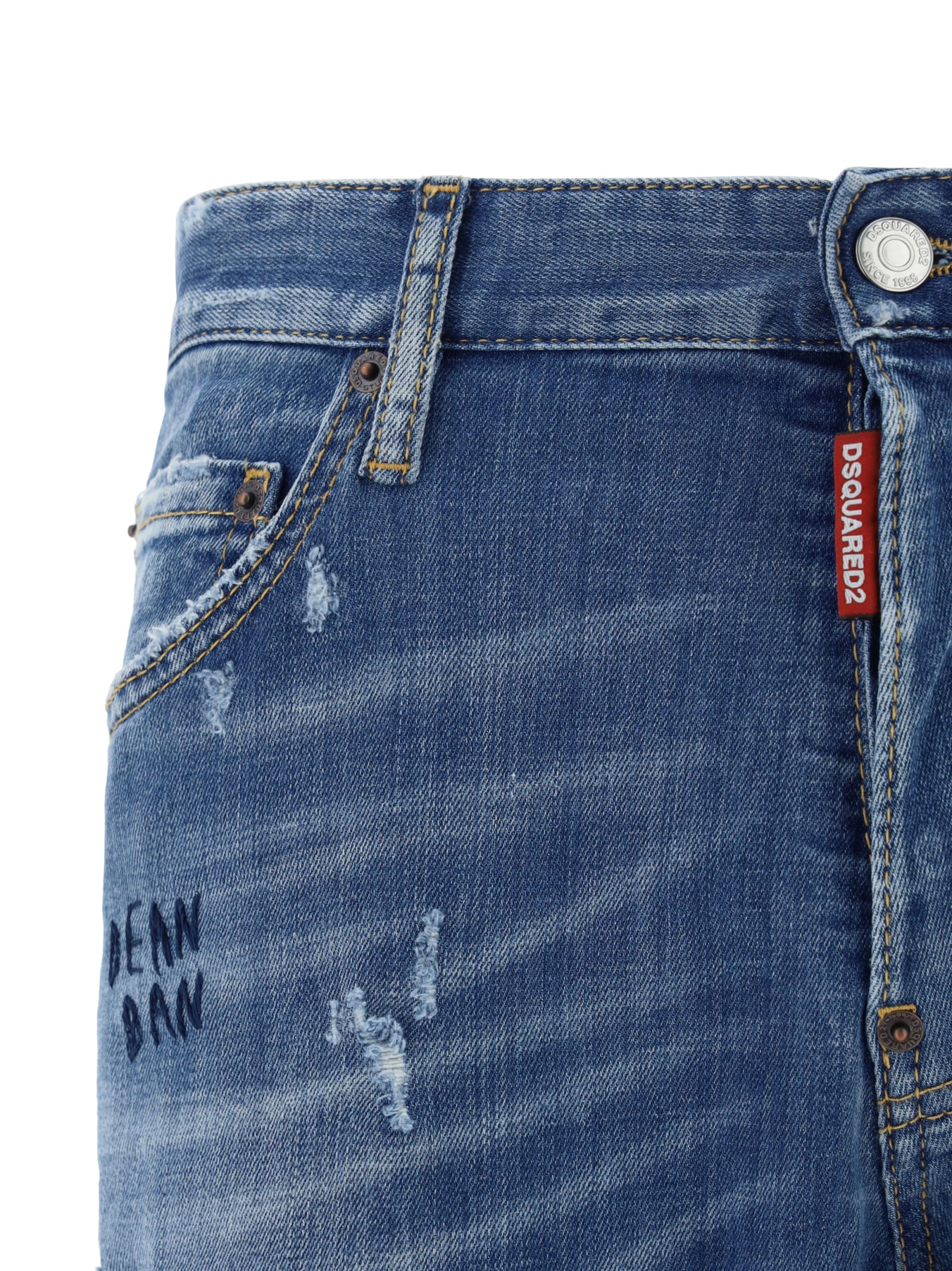 Shop Dsquared2 Cool Guy Distressed Jean In Navy Blue