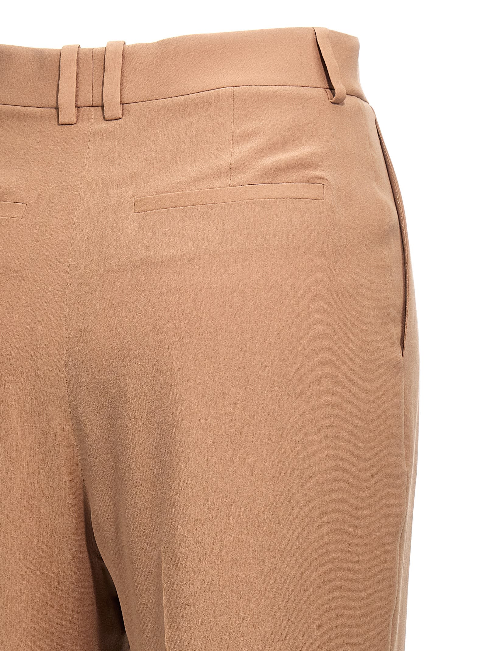 Shop Saint Laurent Crepe Silk Pants In Beige