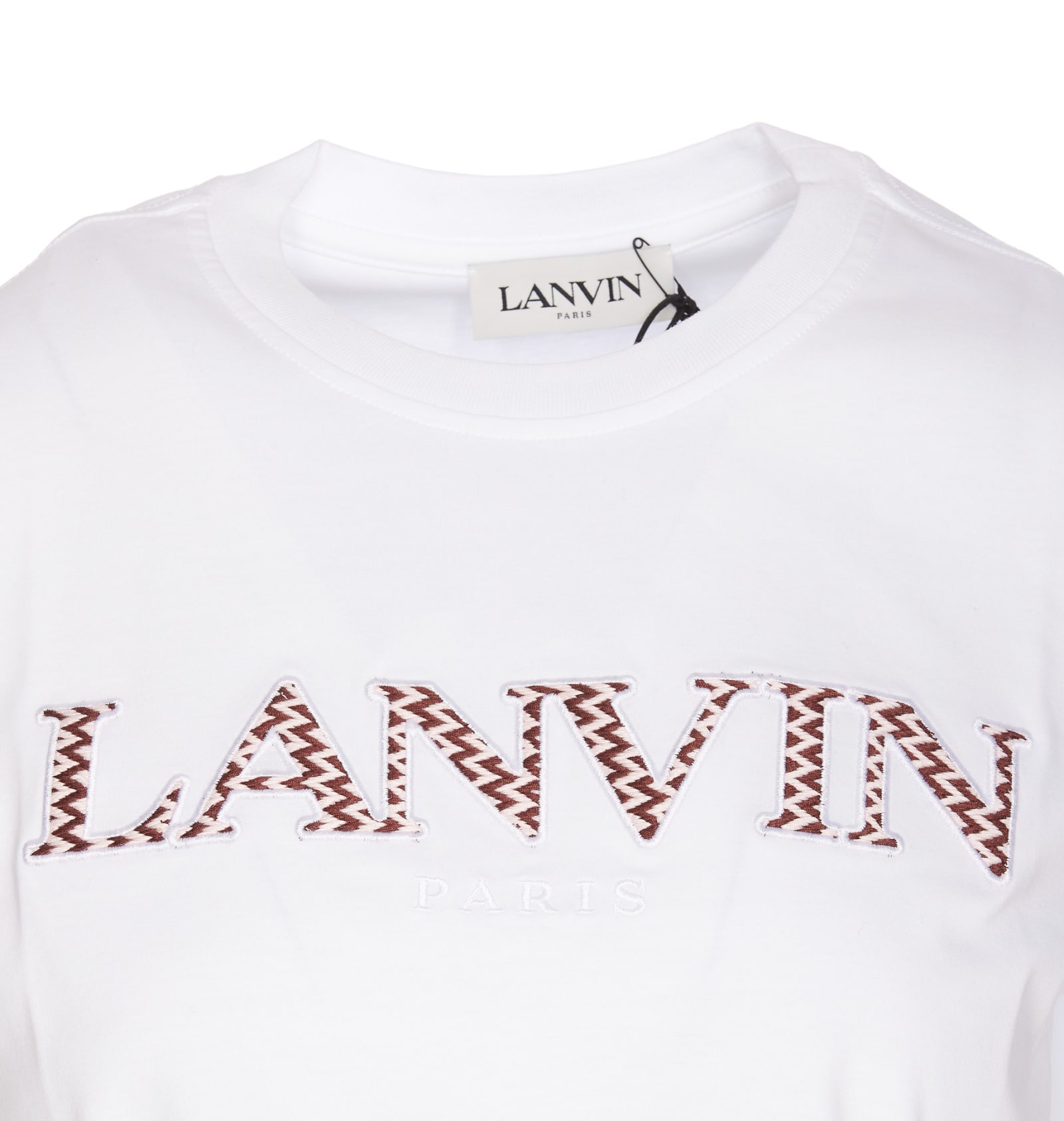Shop Lanvin Cropped Logo  Paris T-shirt In White