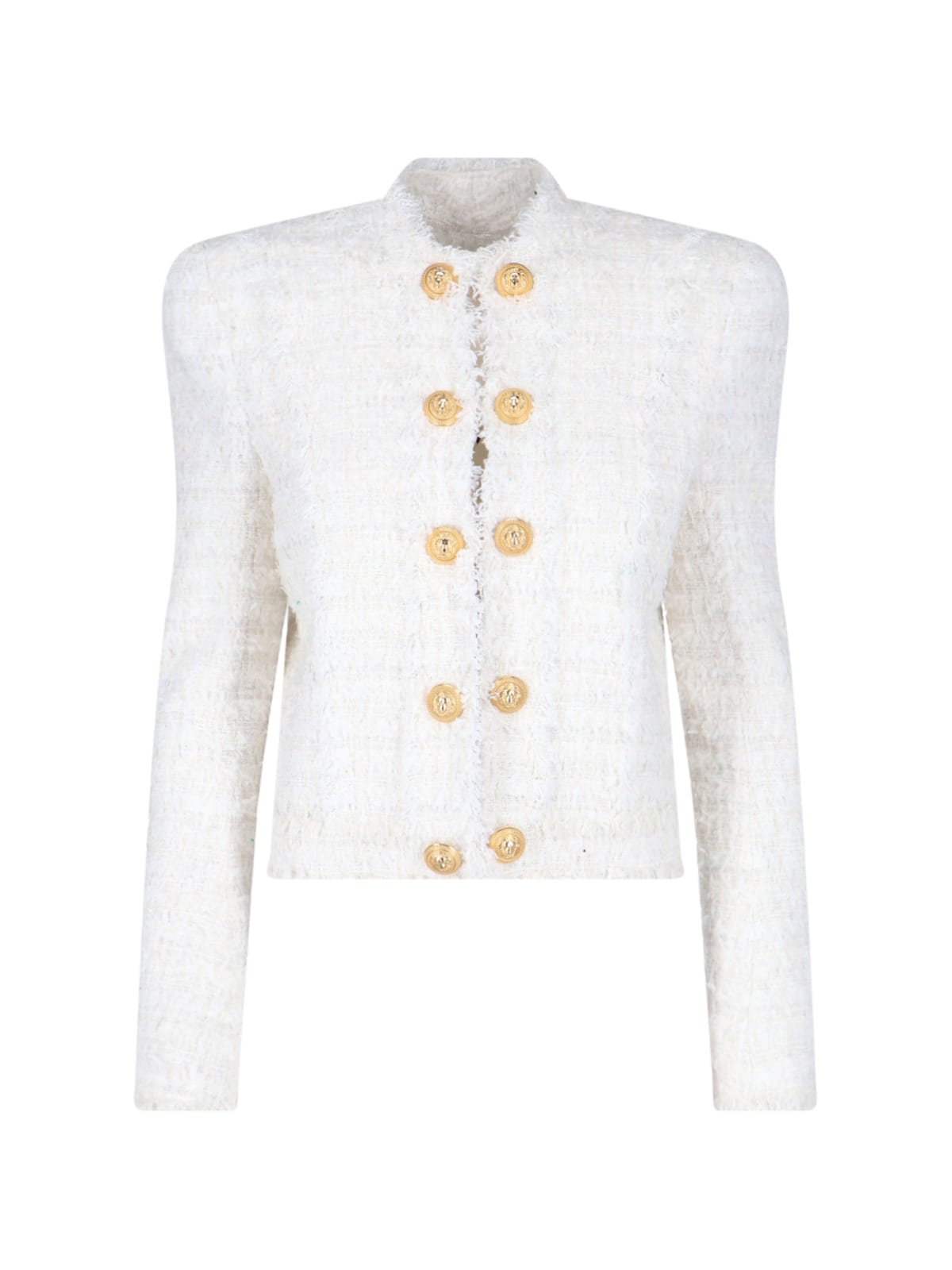 Shop Balmain Button Detail Jacket In White
