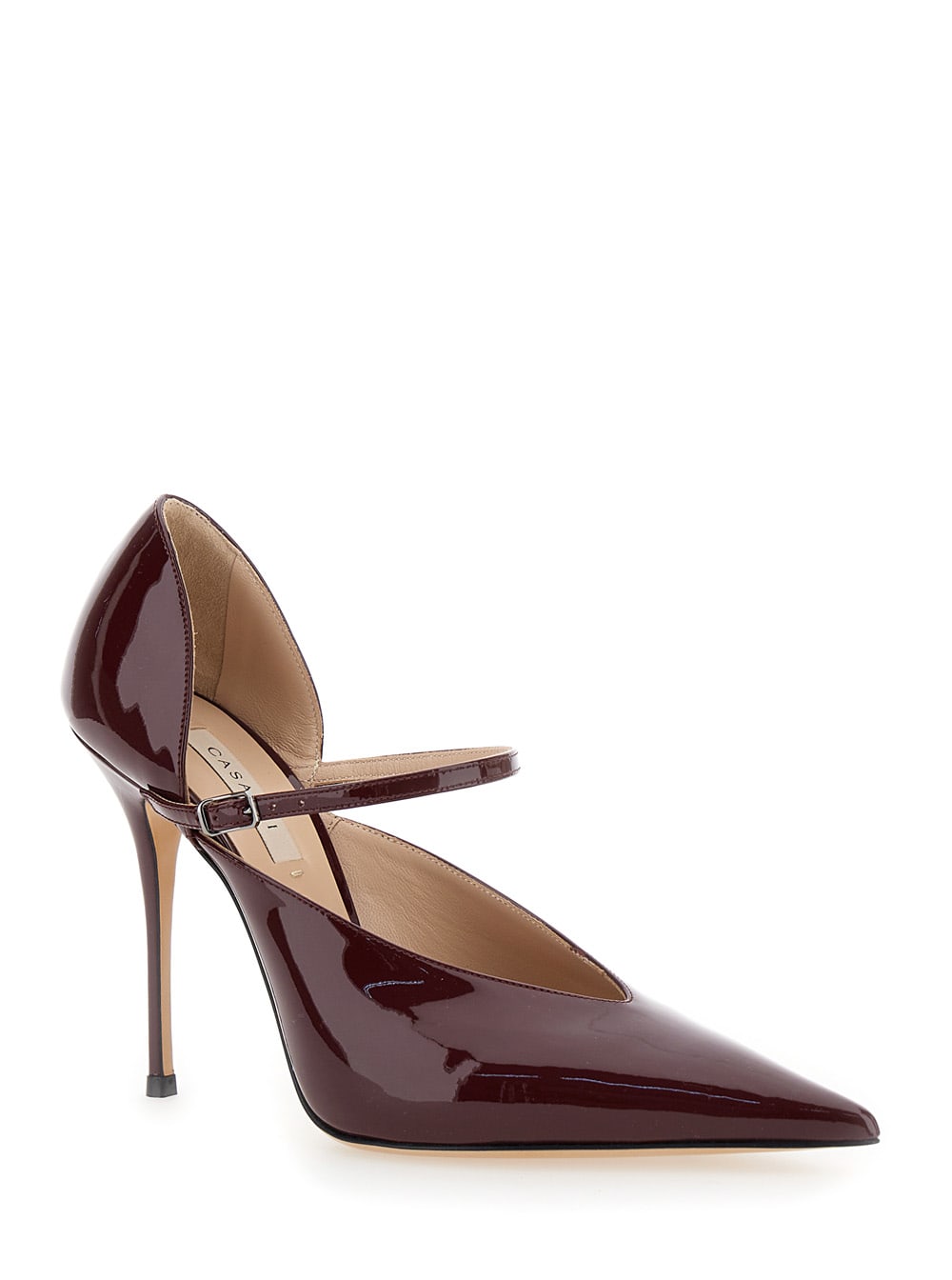 Shop Casadei Scarlet Jolly Bordeaux Pumps With Stiletto Heel In Patent Leather Woman