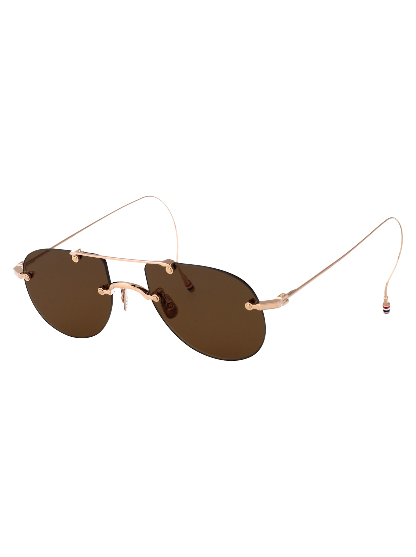 Thom Browne 12k Gold Plate Titanium Titanium Sunglasses In Gold