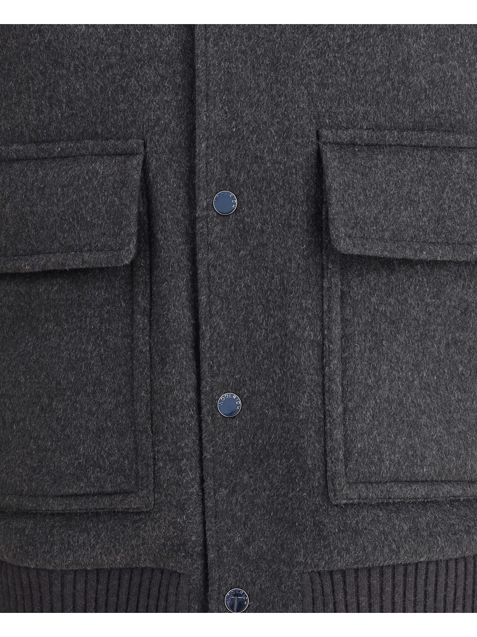 Woolrich Wool Twill Pocket Bomber In Gray