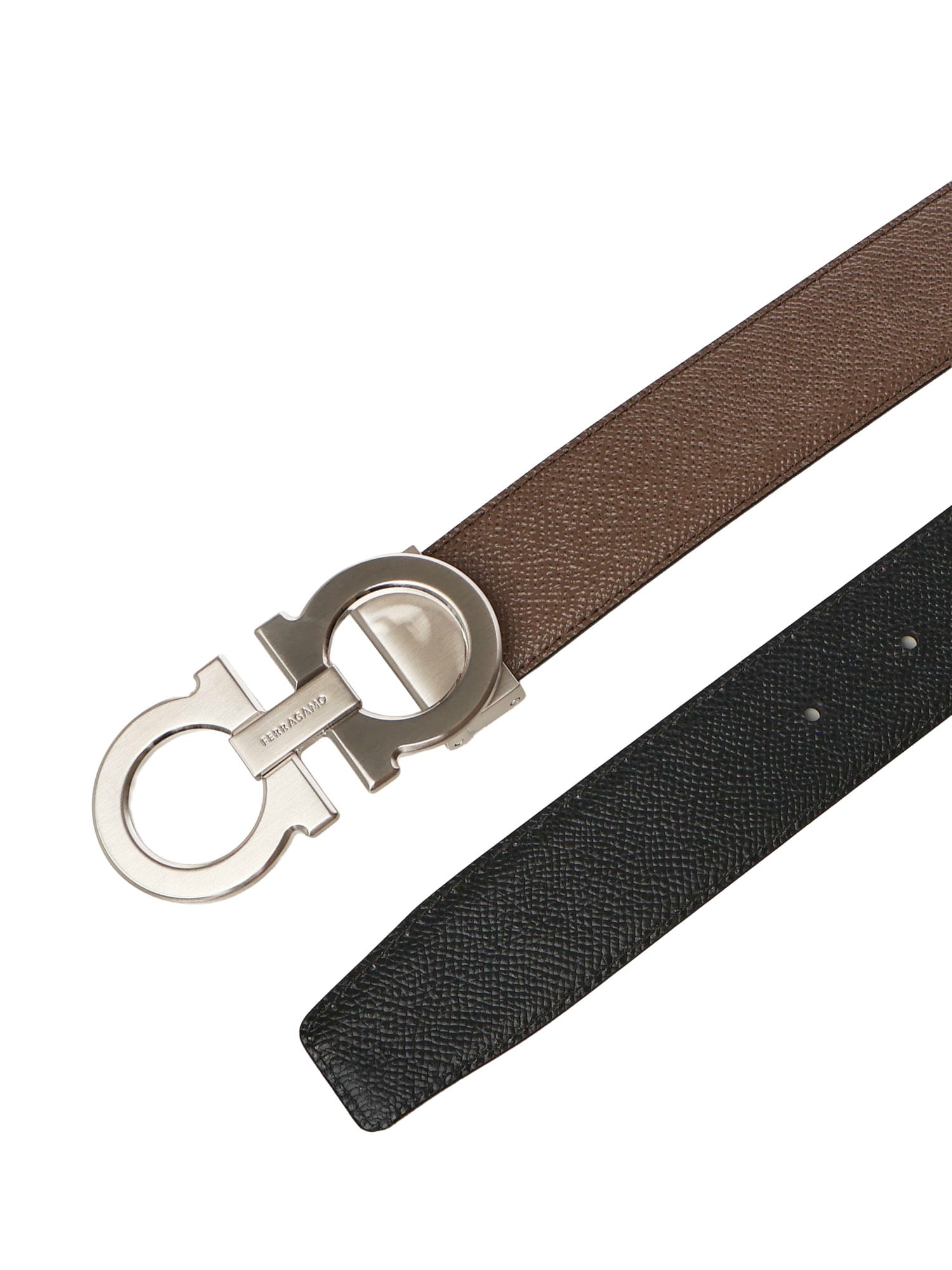 Ferragamo Leather Gancini Belt In Brown