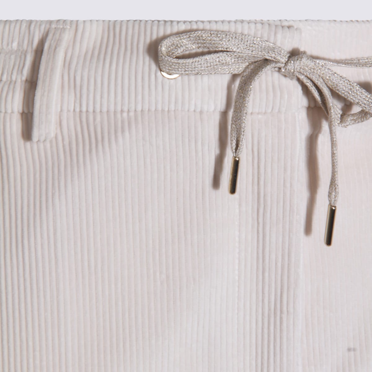 Eleventy Corduroy Texture Elastic Waistband Trousers In White