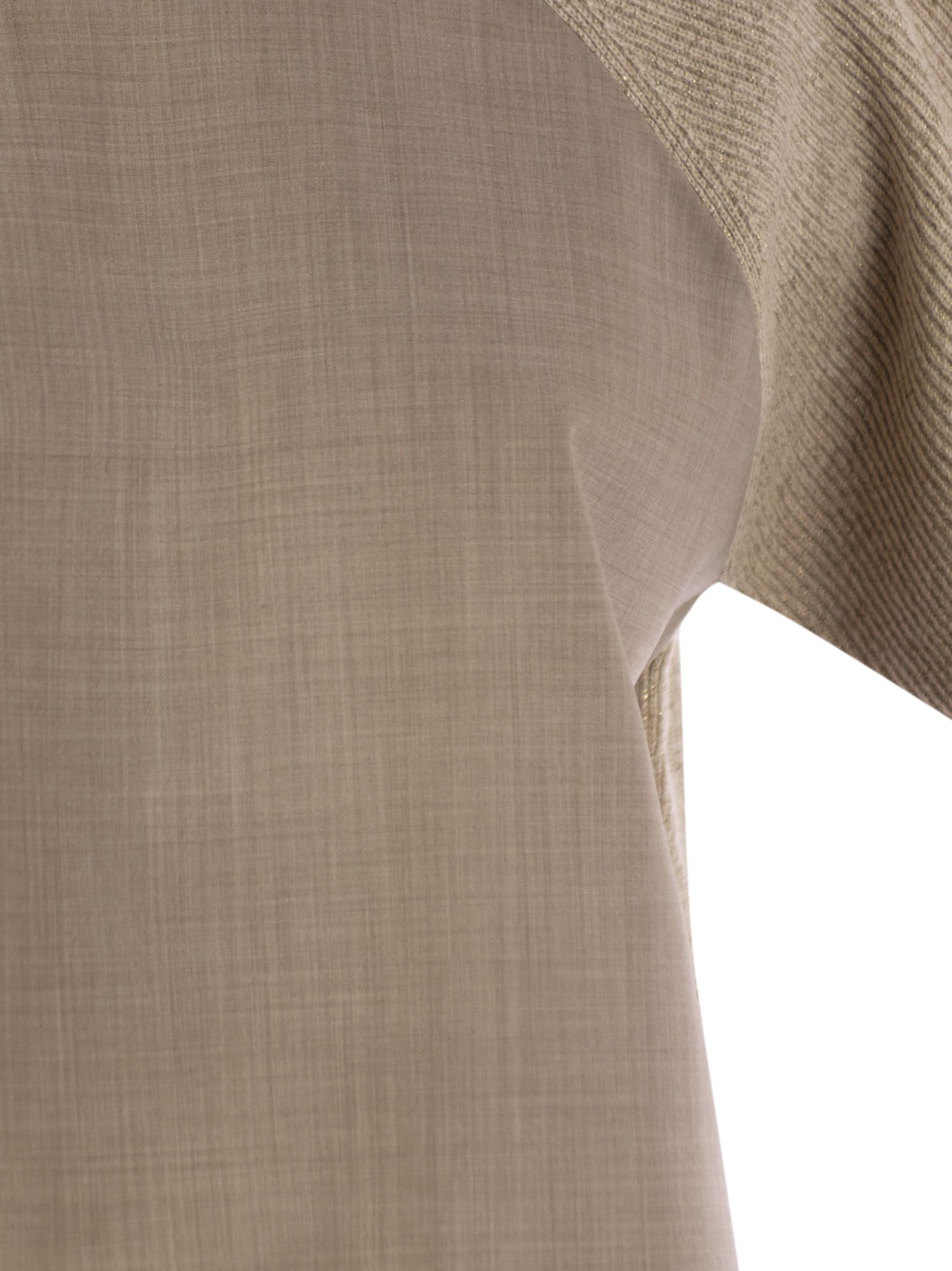 Fabiana Filippi Platinum And Lurex Short-sleeved Jersey In Brown