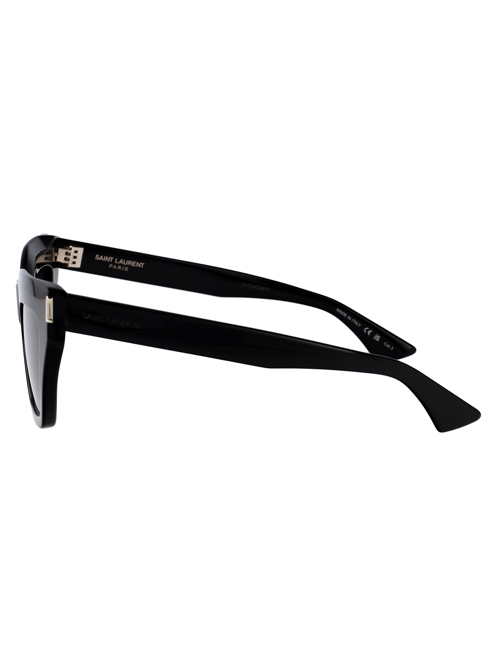 Saint Laurent Black-black-black Recycled Acetate Sunglasses In Black