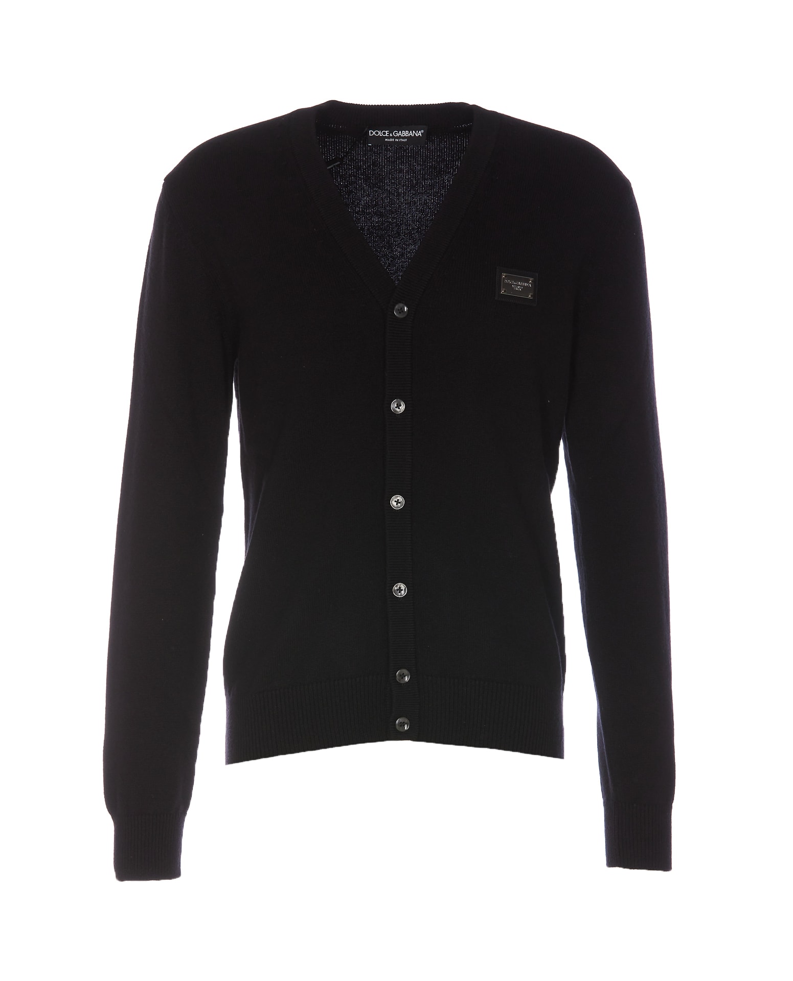 Shop Dolce & Gabbana Logo Plaque Cardigan In Black