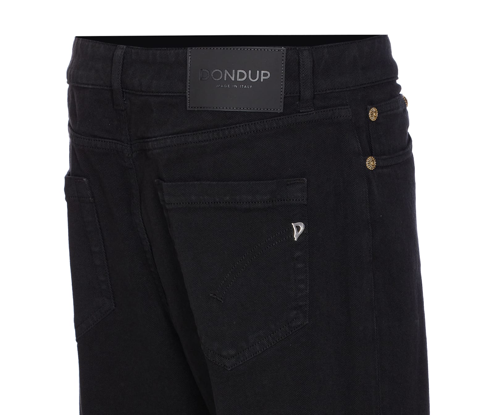 Dondup High-waisted Tailored Pants With Button-up Front And Rolled Cuffs In Black