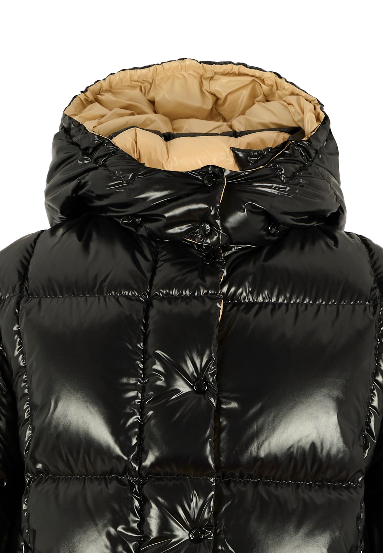 Moncler Black Parana Down Jacket For Girl With Logo In Black