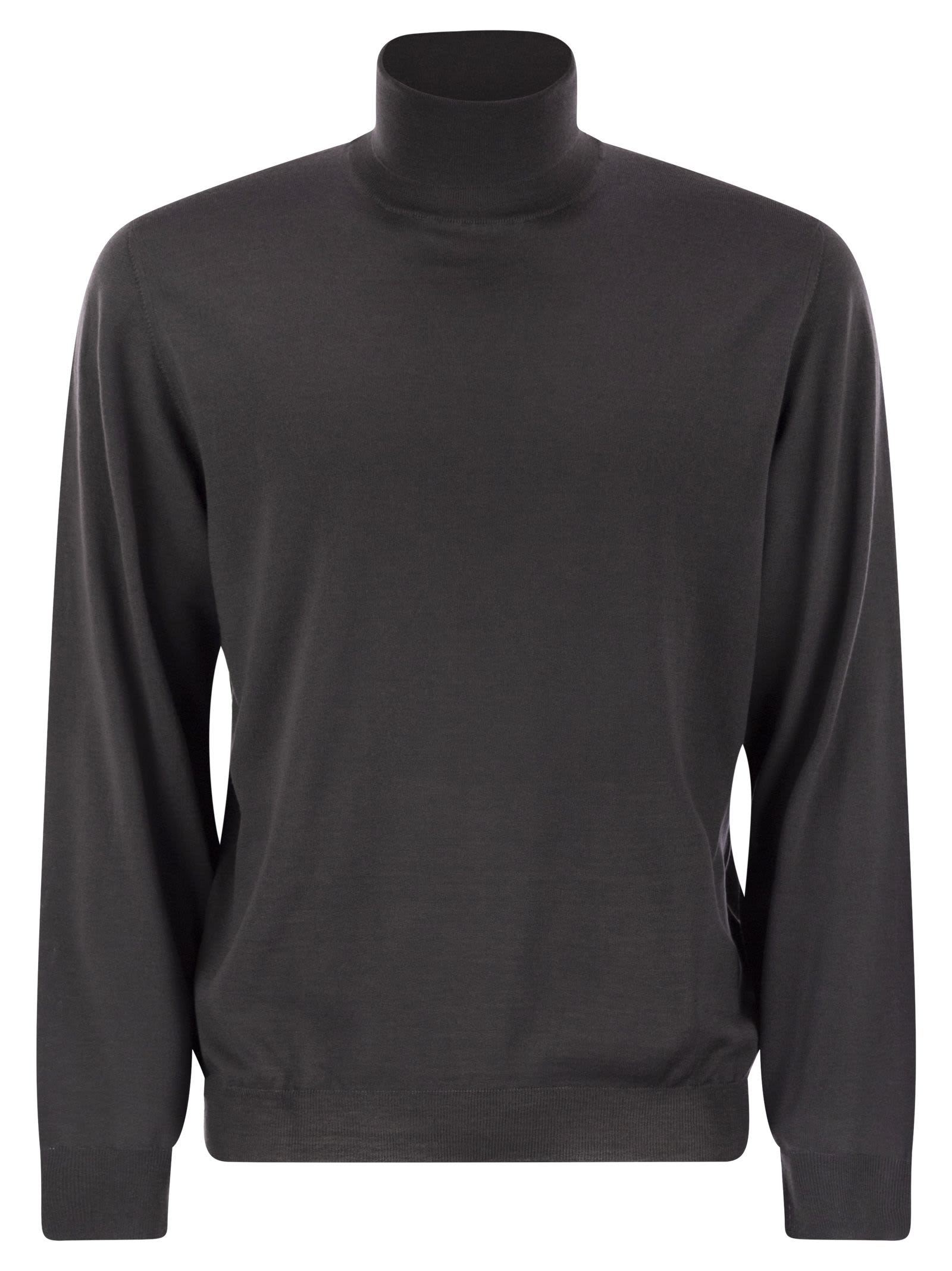 Fedeli Superfine Wool Turtleneck Derby In Gray