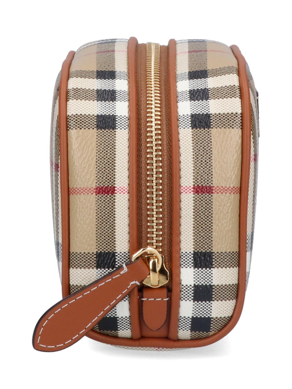 Shop Burberry Check Small Pouch In Beige