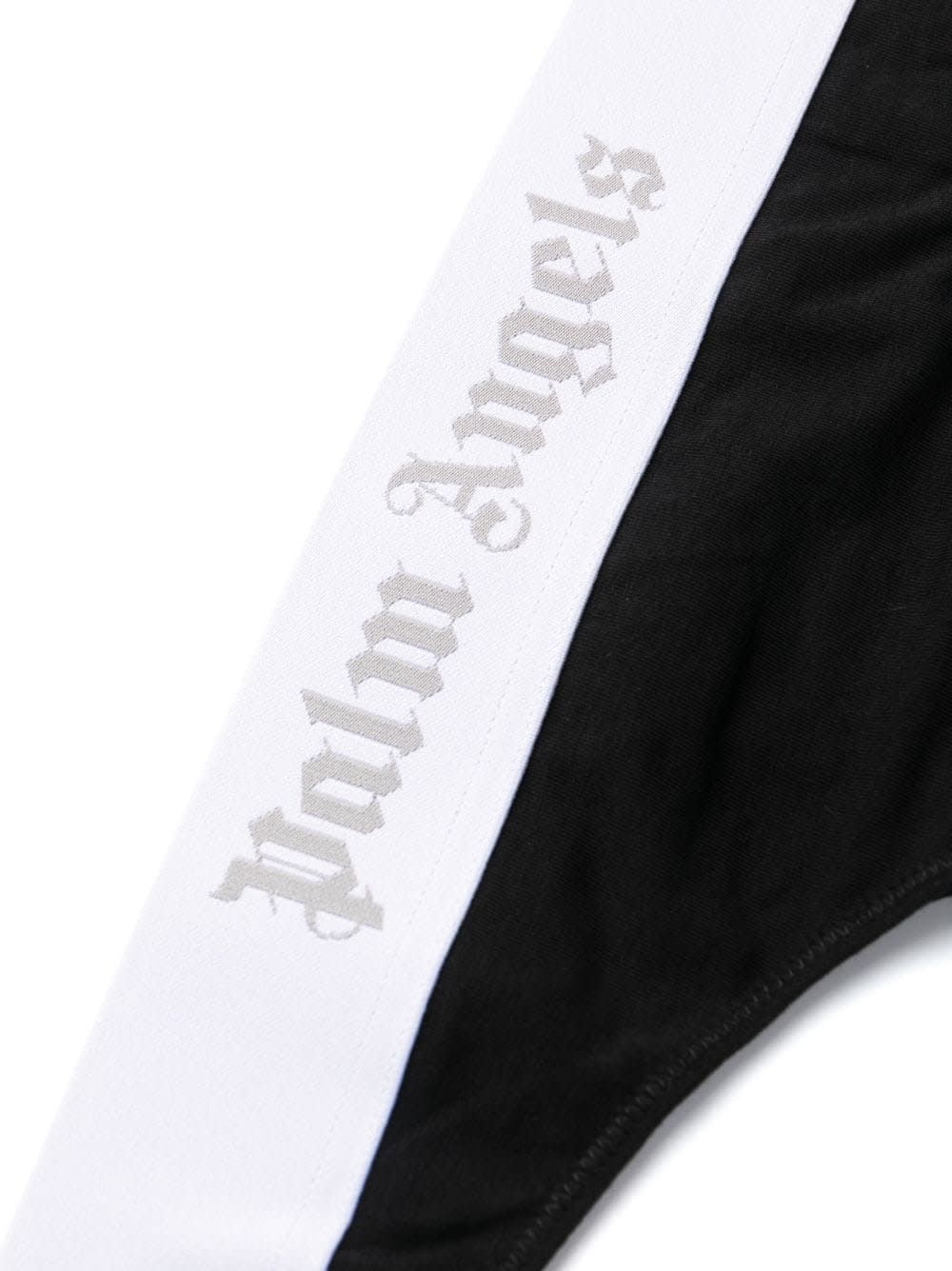 Shop Palm Angels Black Thong With White Logo Band