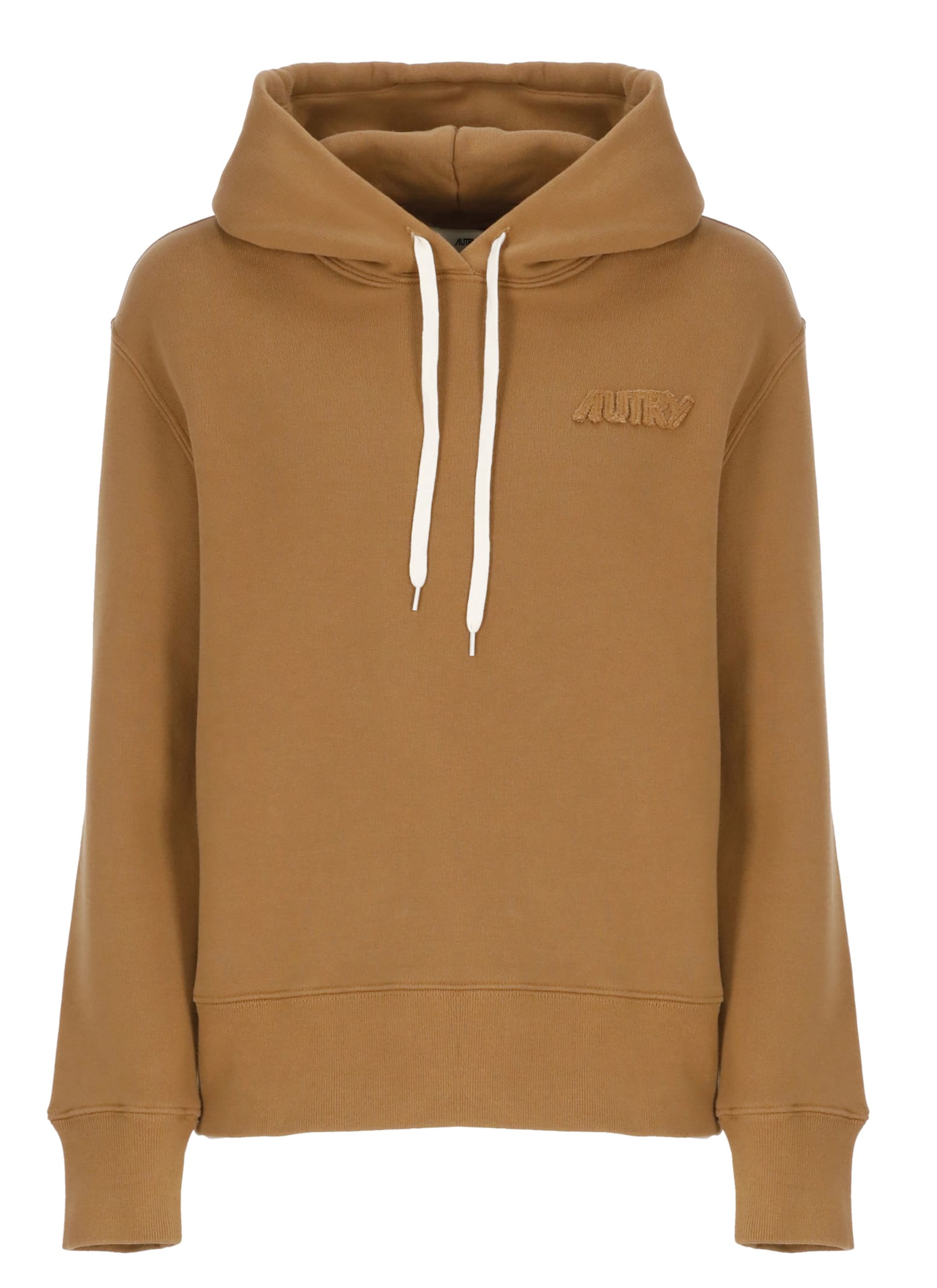Autry Drawstring Hooded Knitwear With Ribbed Cuffs In Brown