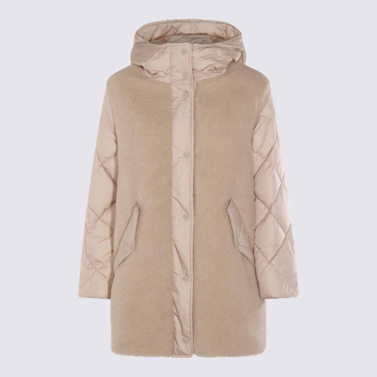 Herno Hooded Quilted Down Jacket And Pockets In Brown