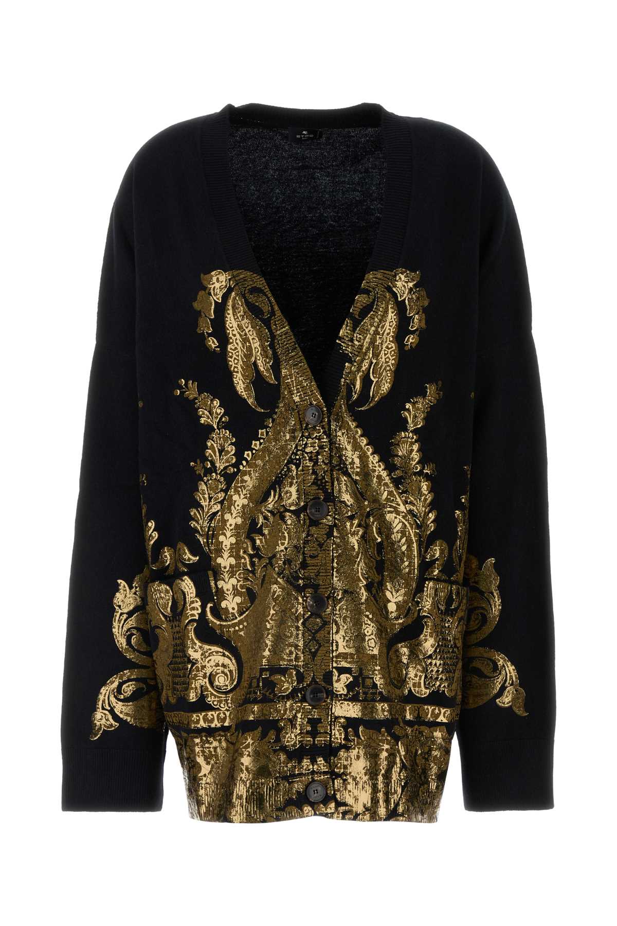 Shop Etro Black Wool Oversize Cardigan In S9000