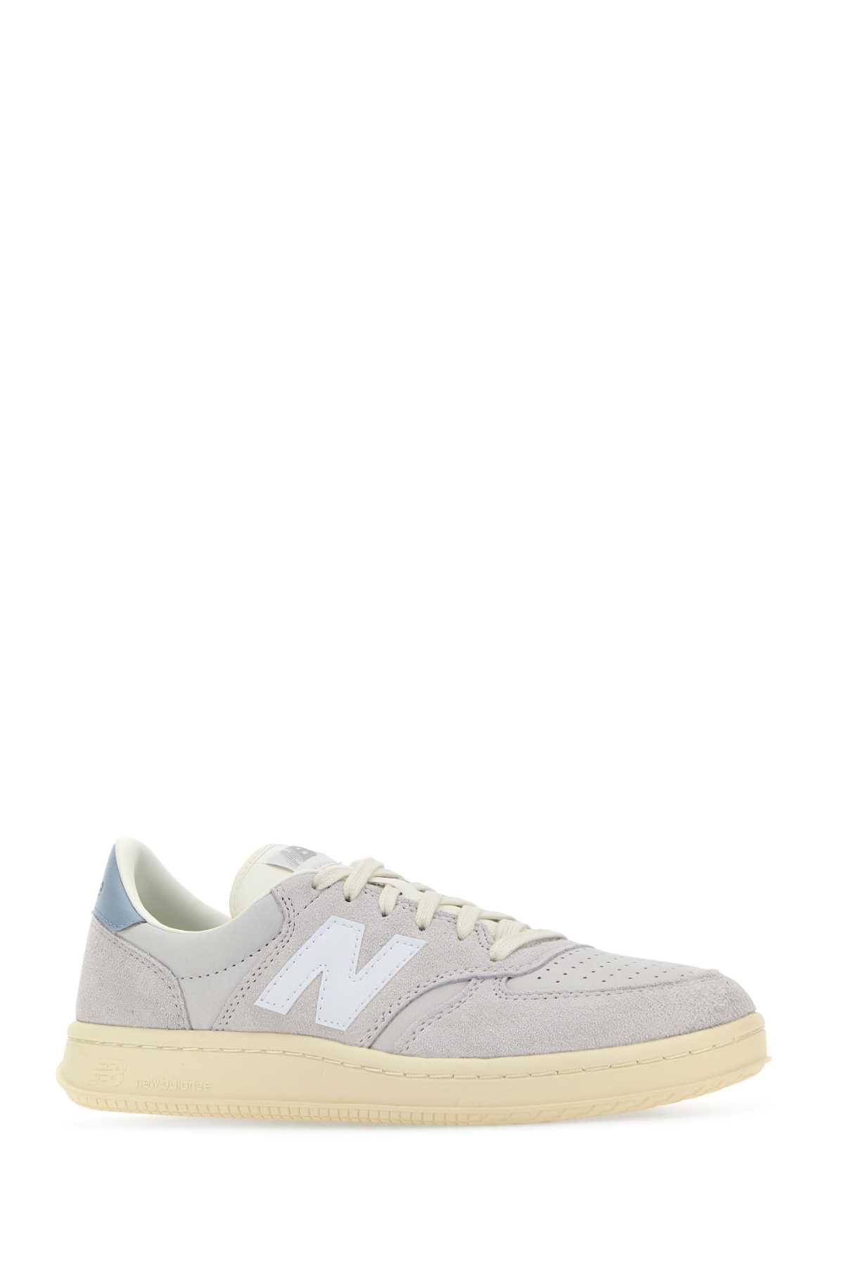 Shop New Balance Light Grey Suede T500 Sneakers In Offwhite