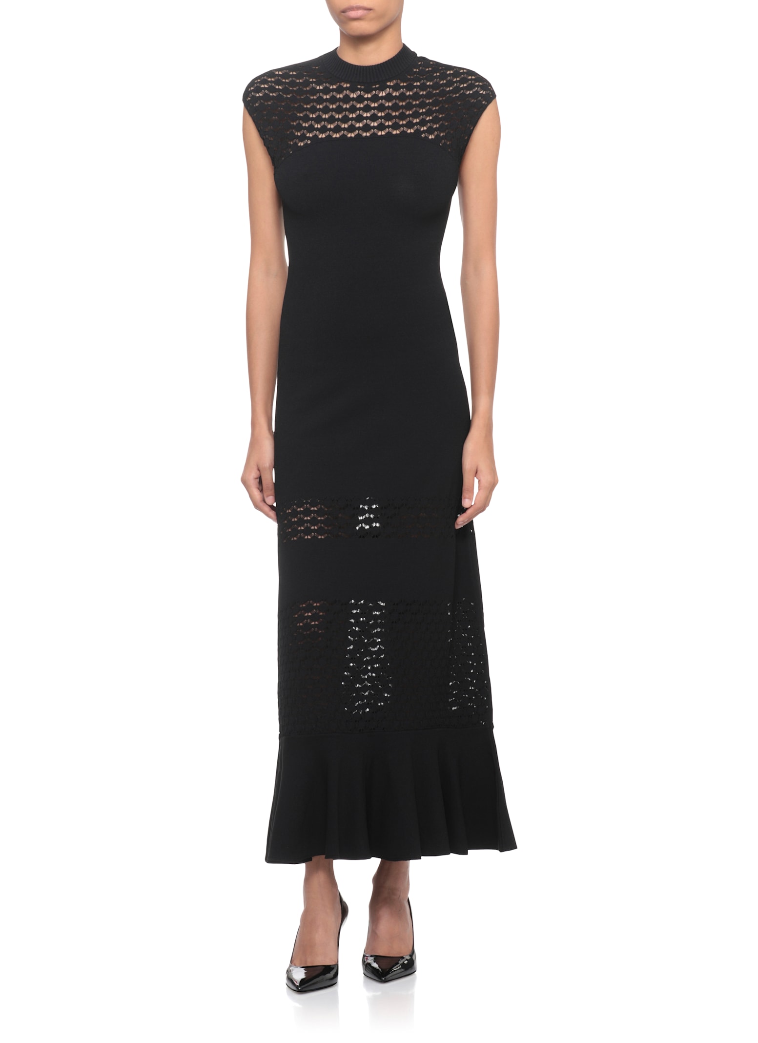 Lanvin Midi Dress Featuring Lace Detailing In Black