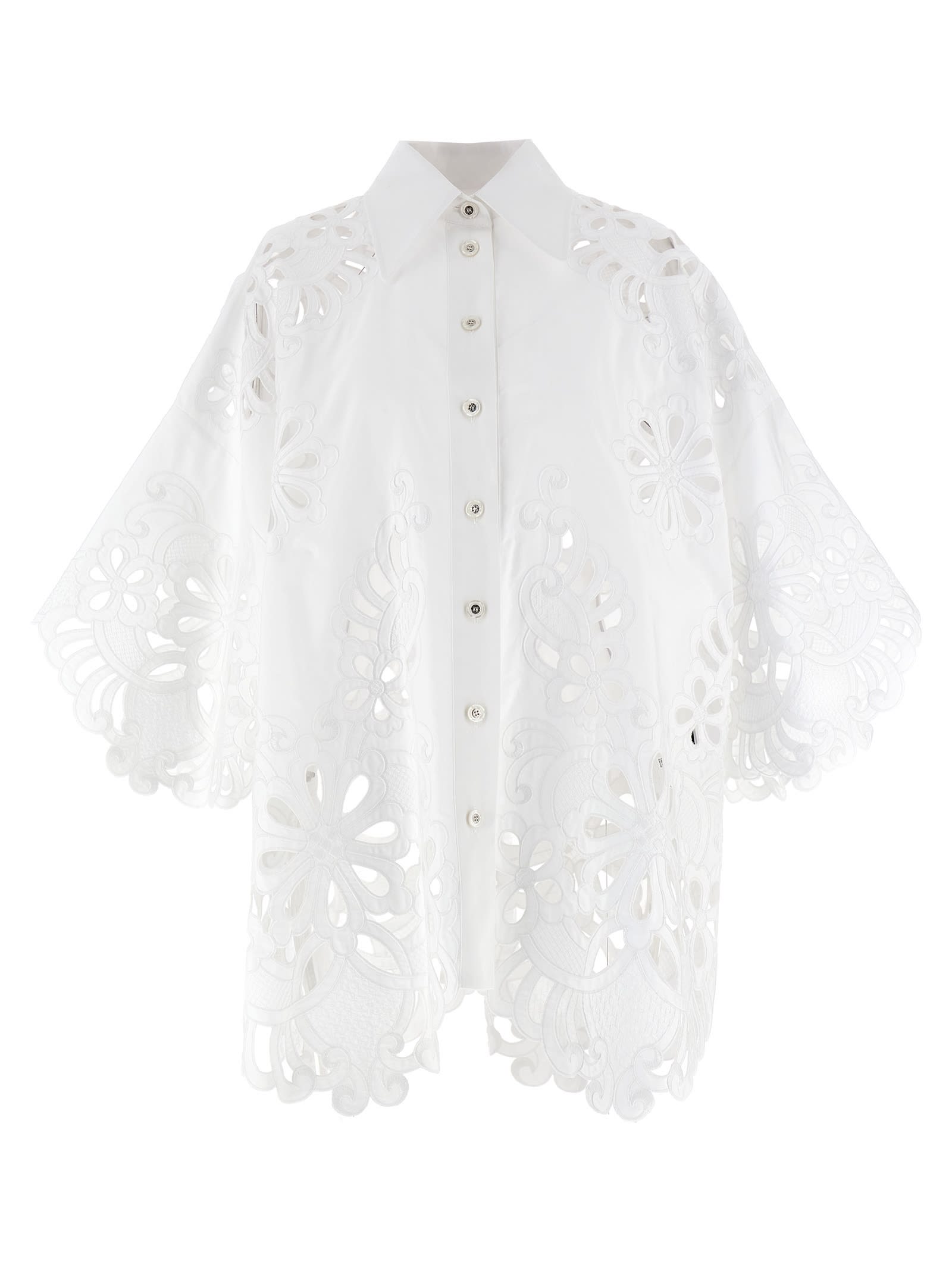 Shop Dolce & Gabbana Cut-out Embroidery Shirt In White