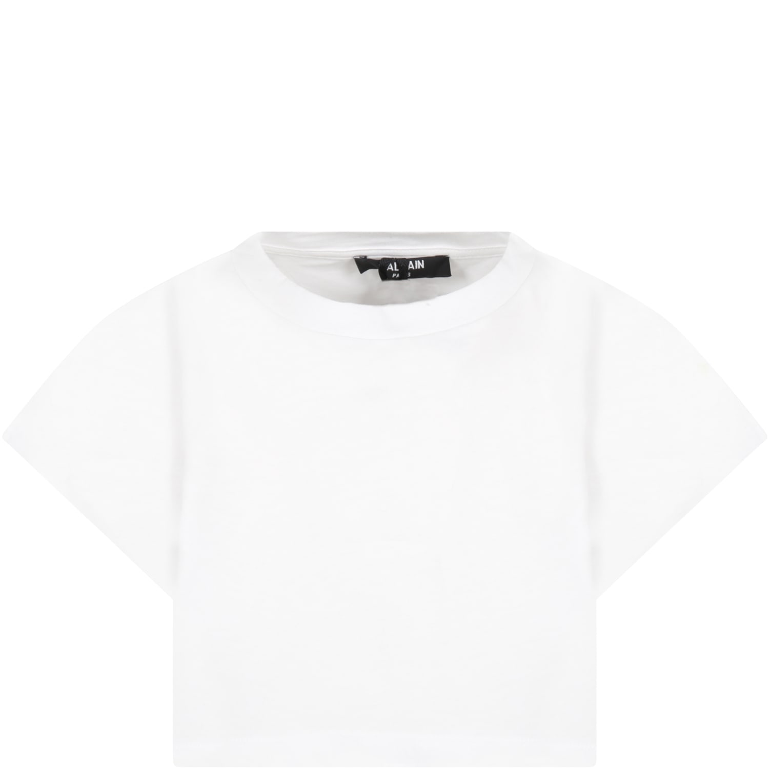 Balmain White T-shirt For Girl With Yellow Logo