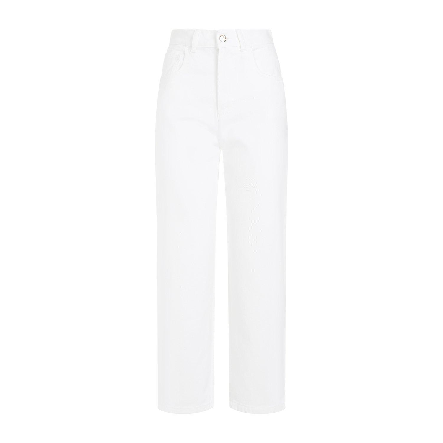 Shop Moncler Logo Patch Straight Leg Trousers In White