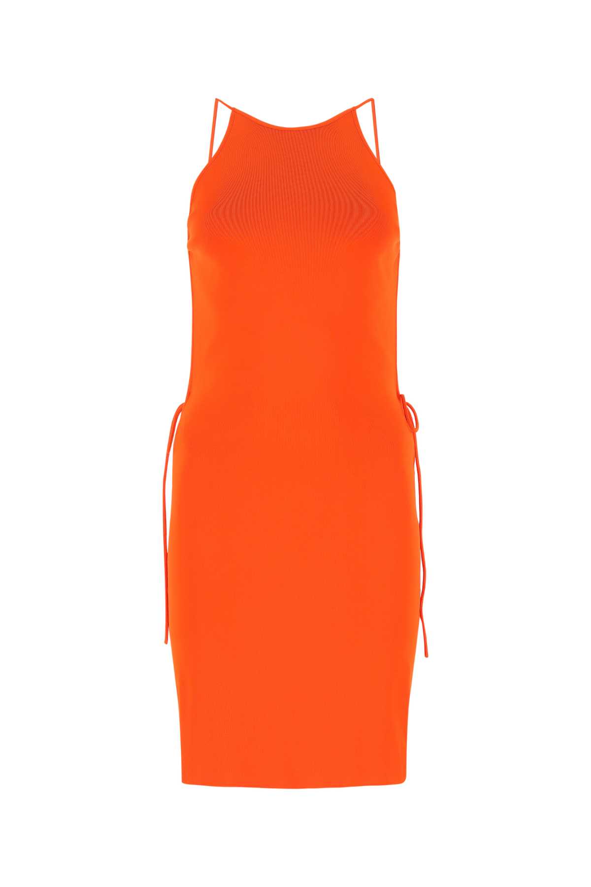 Bottega Veneta Stretch Viscose Blend Dress With Adjustable Side Ties In Orange