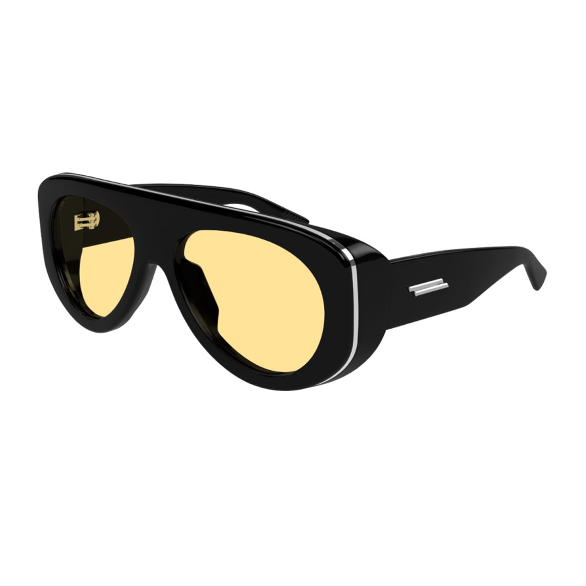 Bottega Veneta Bv1362s Linea Ribbon 005 Black Orange Sunglasses In Black