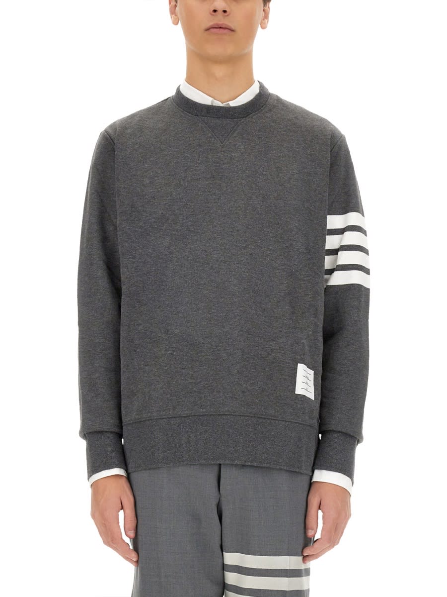 Thom Browne 4bar Stripe Inlay Sweatshirt In Grey