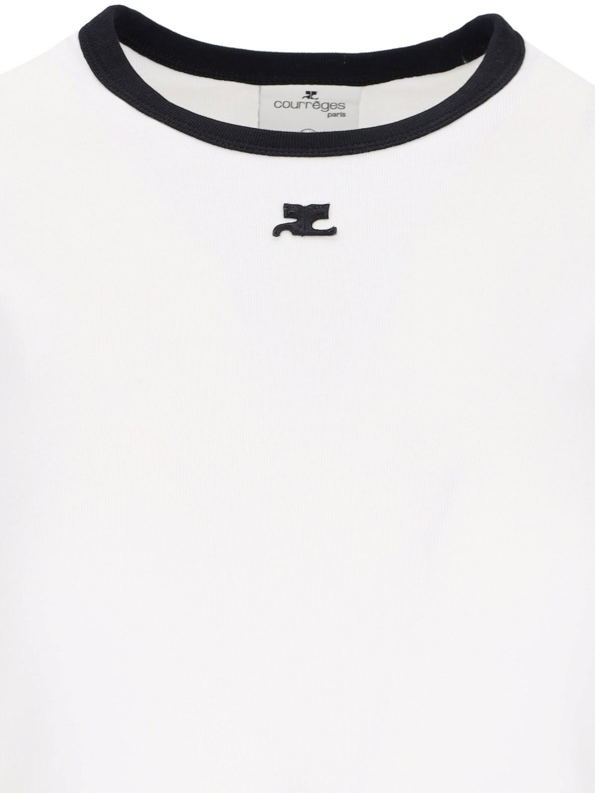 Shop Courrèges Logo T-shirt In Heritage White/black