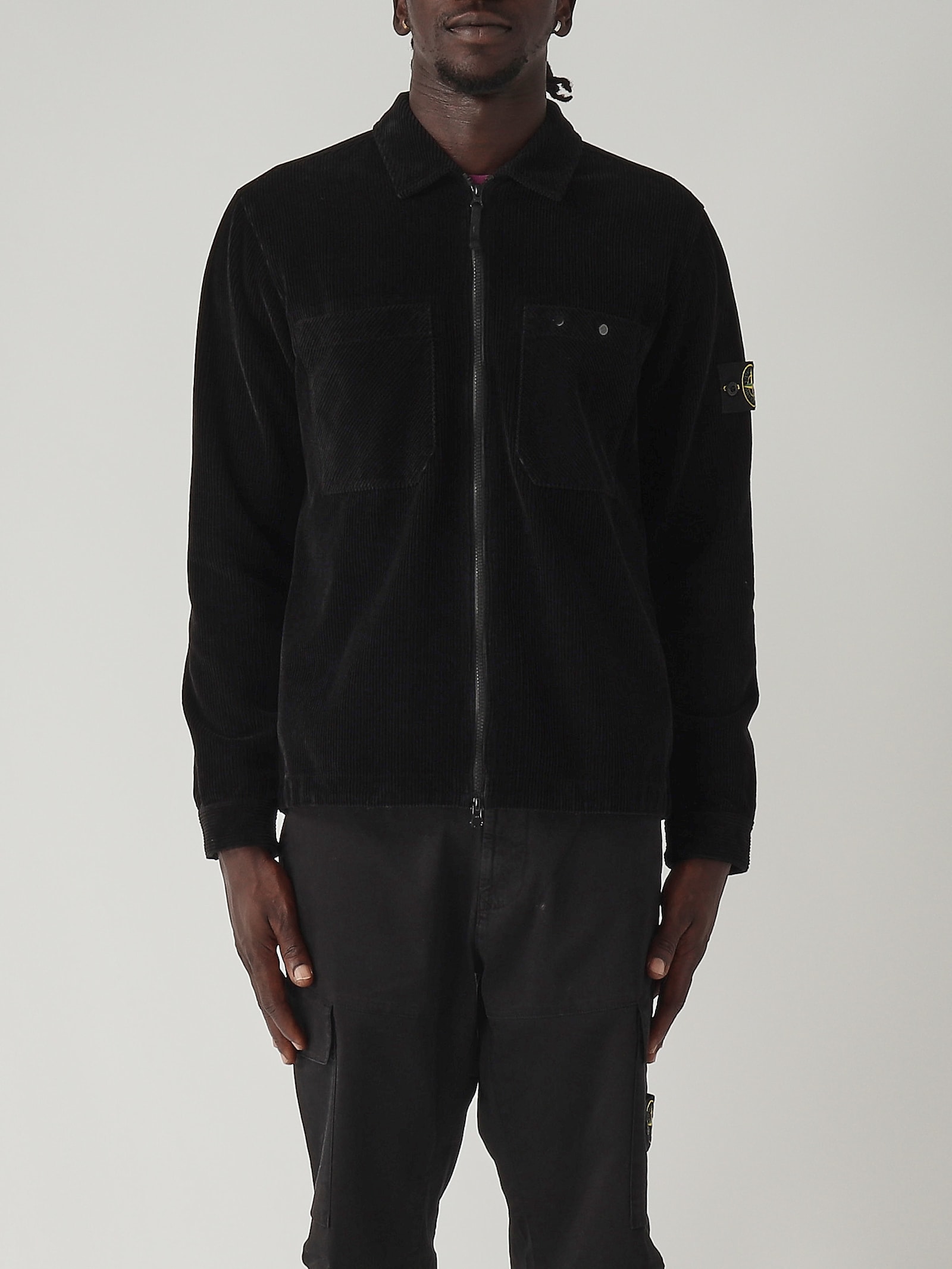 Shop Stone Island Overshirt Shirt In Nero